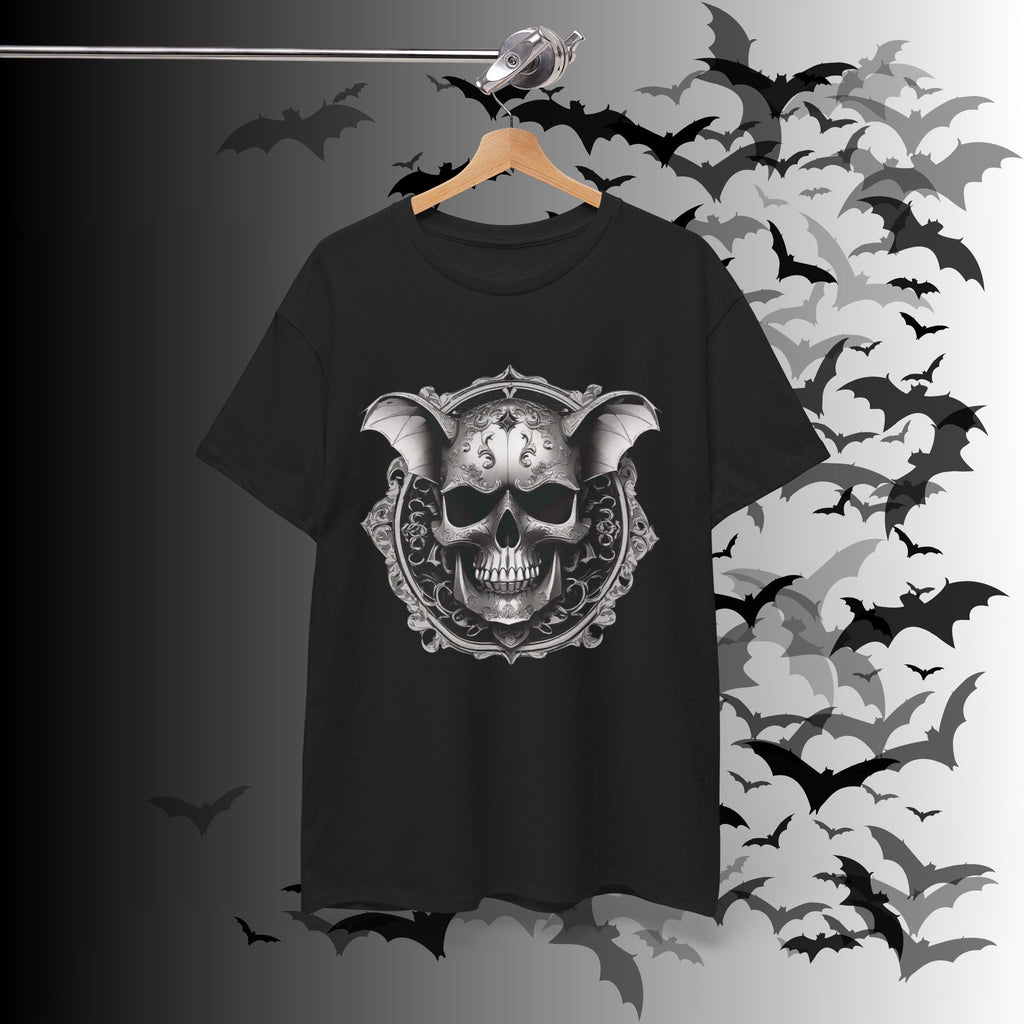 Gothic Bat Skull Crest T-Shirt — Dark Academia Graphic Tee