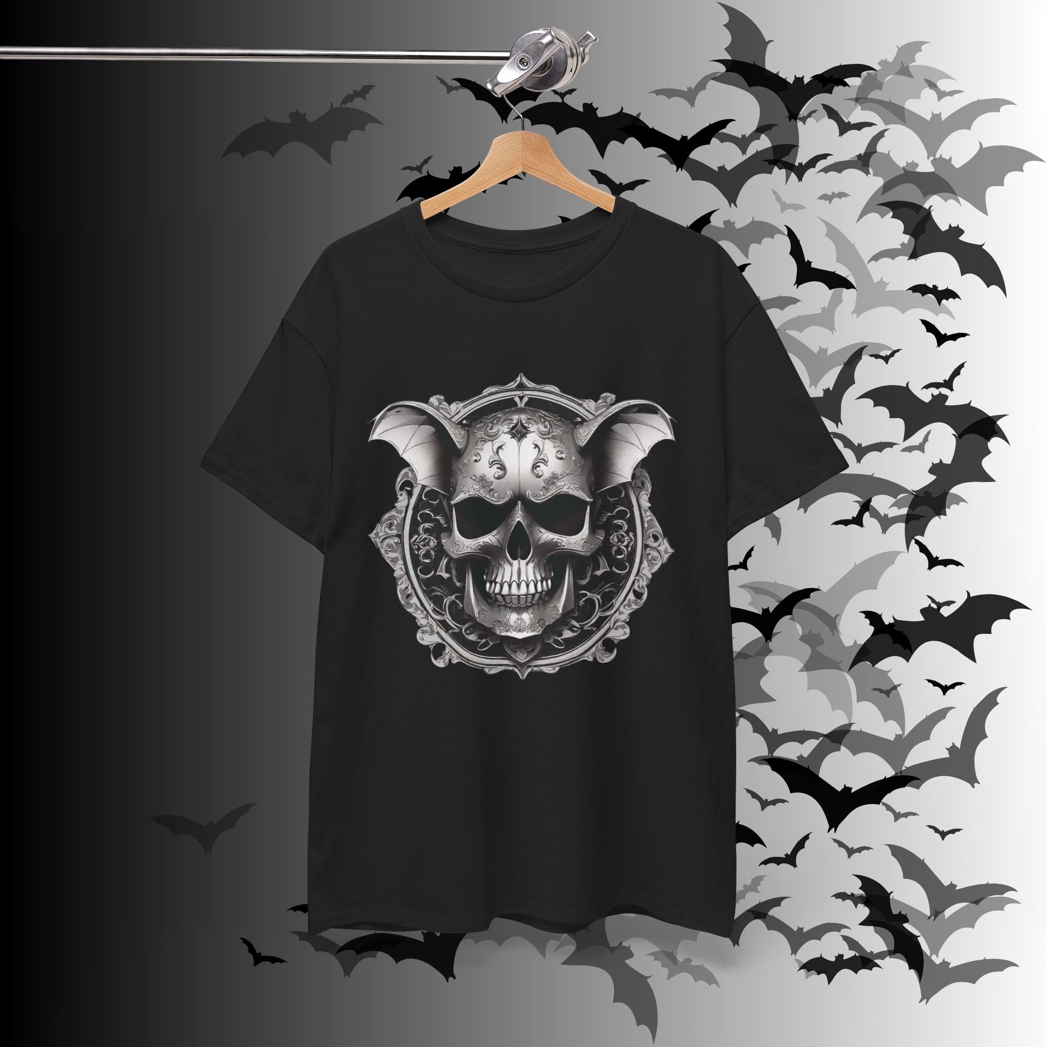 Gothic Bat Skull Crest T-Shirt — Dark Academia Graphic Tee