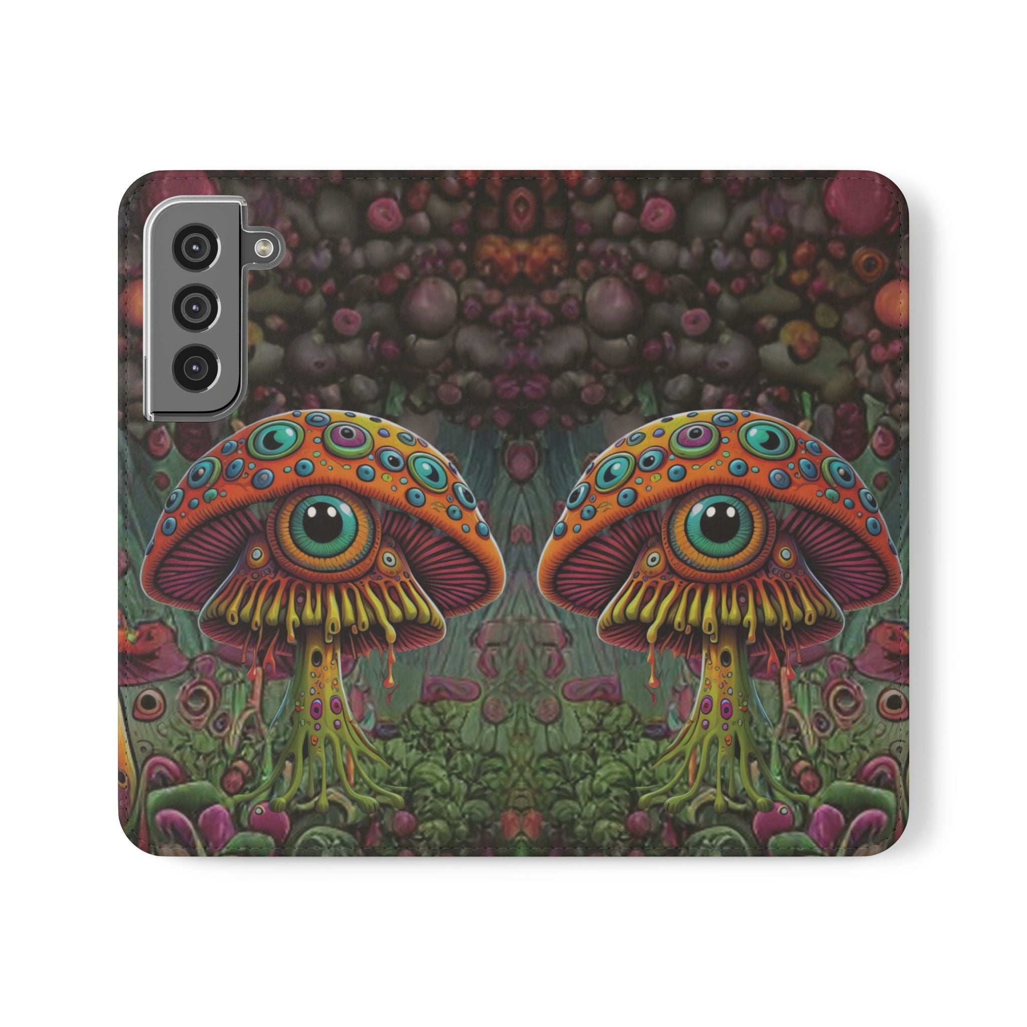 Trippy Mushroom Cottagecore Flip Wallet Phone Case - Mushroom Wallet Case for Samsung iPhone - Psychedelic Wallet Phone Cases
