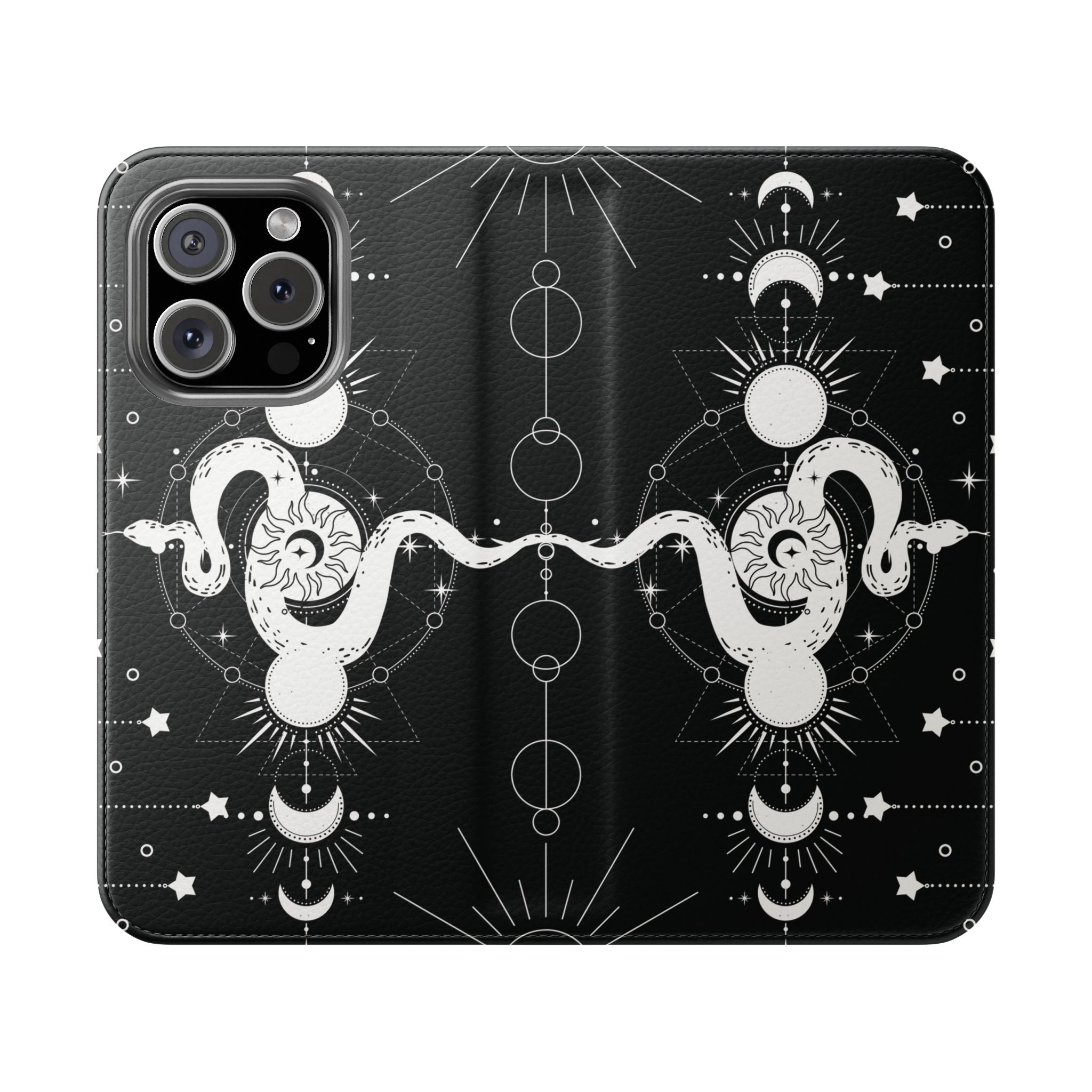 Gothic Style Celestial Snake Moon Phases Wallet Flip PhoneCase - Celestial Style Phone Case for iPhone and Samsung - Moon Phases Wallet Case