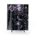 Gothic Purple Skull Shower Curtain — Dark Floral Rose Bathroom Decor
