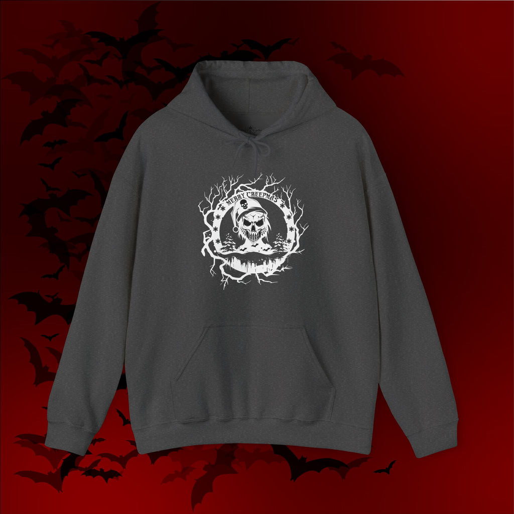 Merry Creepmas Hoodie — Gothic Christmas Skull Santa Pullover