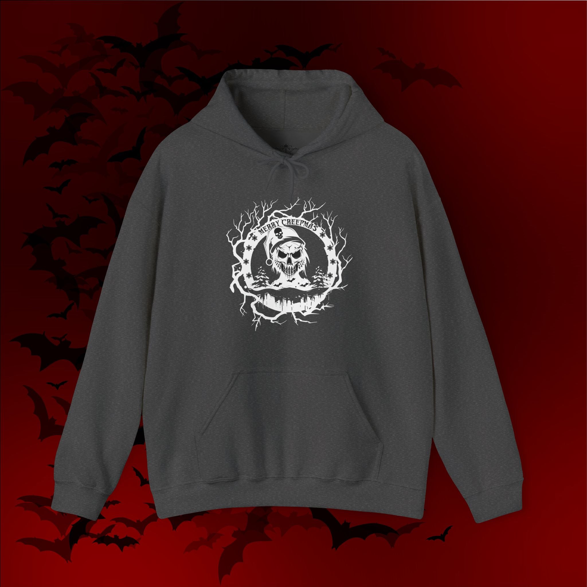 Merry Creepmas Hoodie — Gothic Christmas Skull Santa Pullover