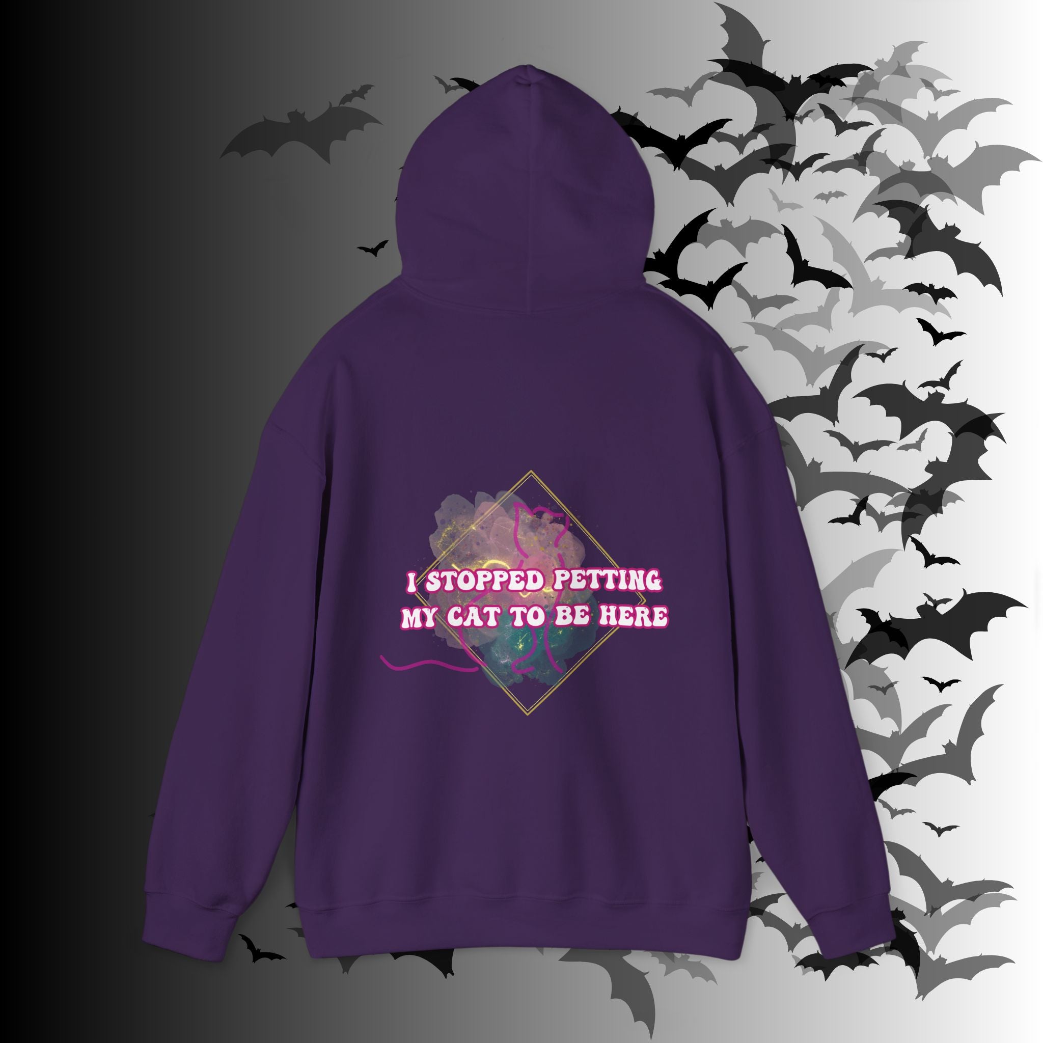I Stopped Petting My Cat To Be Here Hoodie — Funny Cat Lover Back Print
