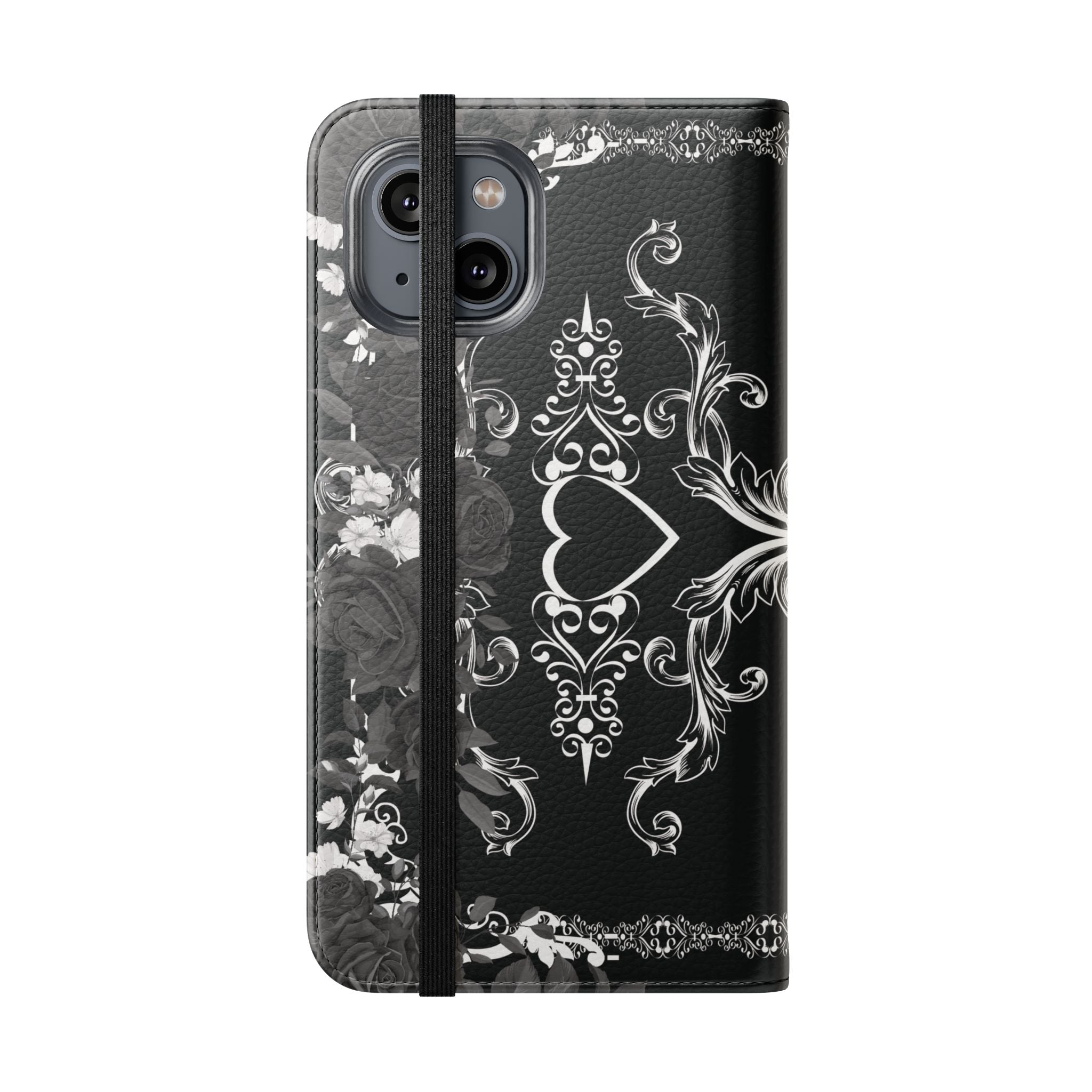 Romantic Goth Wallet Flip Case - Goth Botanical Phone Case