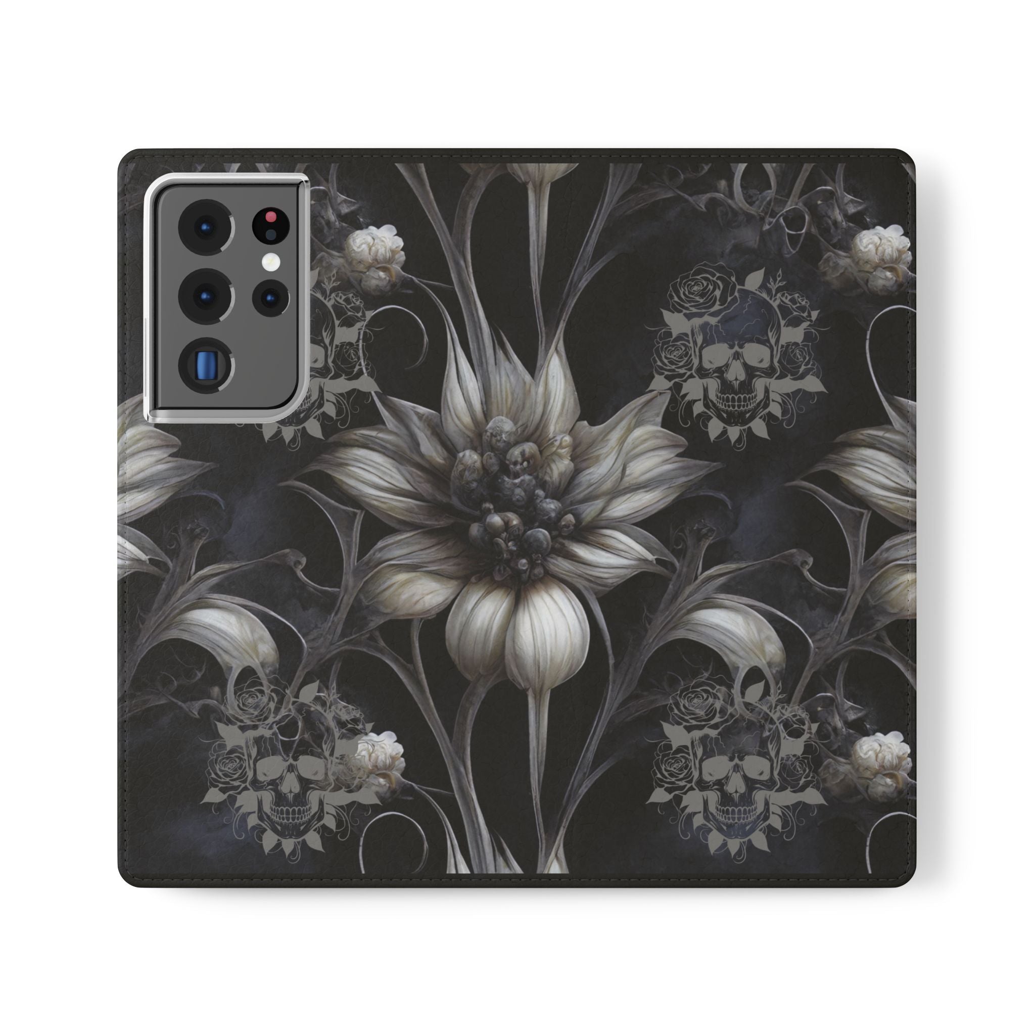 Goth Botanical Flip Wallet Case for iPhone and Samsung Galaxy Phones