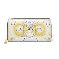 Celestial Cat Face Constellation Wallet | Witchy Faux Leather Zipper Clutch