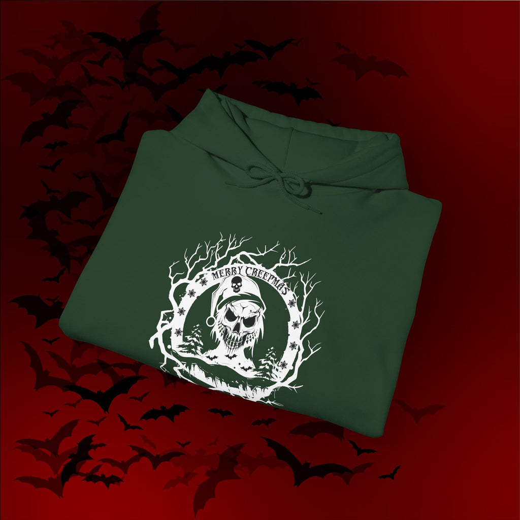 Merry Creepmas Hoodie — Gothic Christmas Skull Santa Pullover