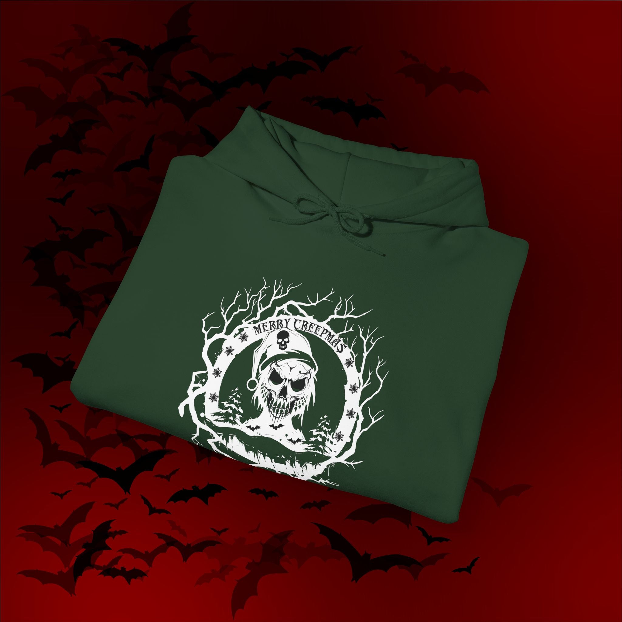 Merry Creepmas Hoodie — Gothic Christmas Skull Santa Pullover