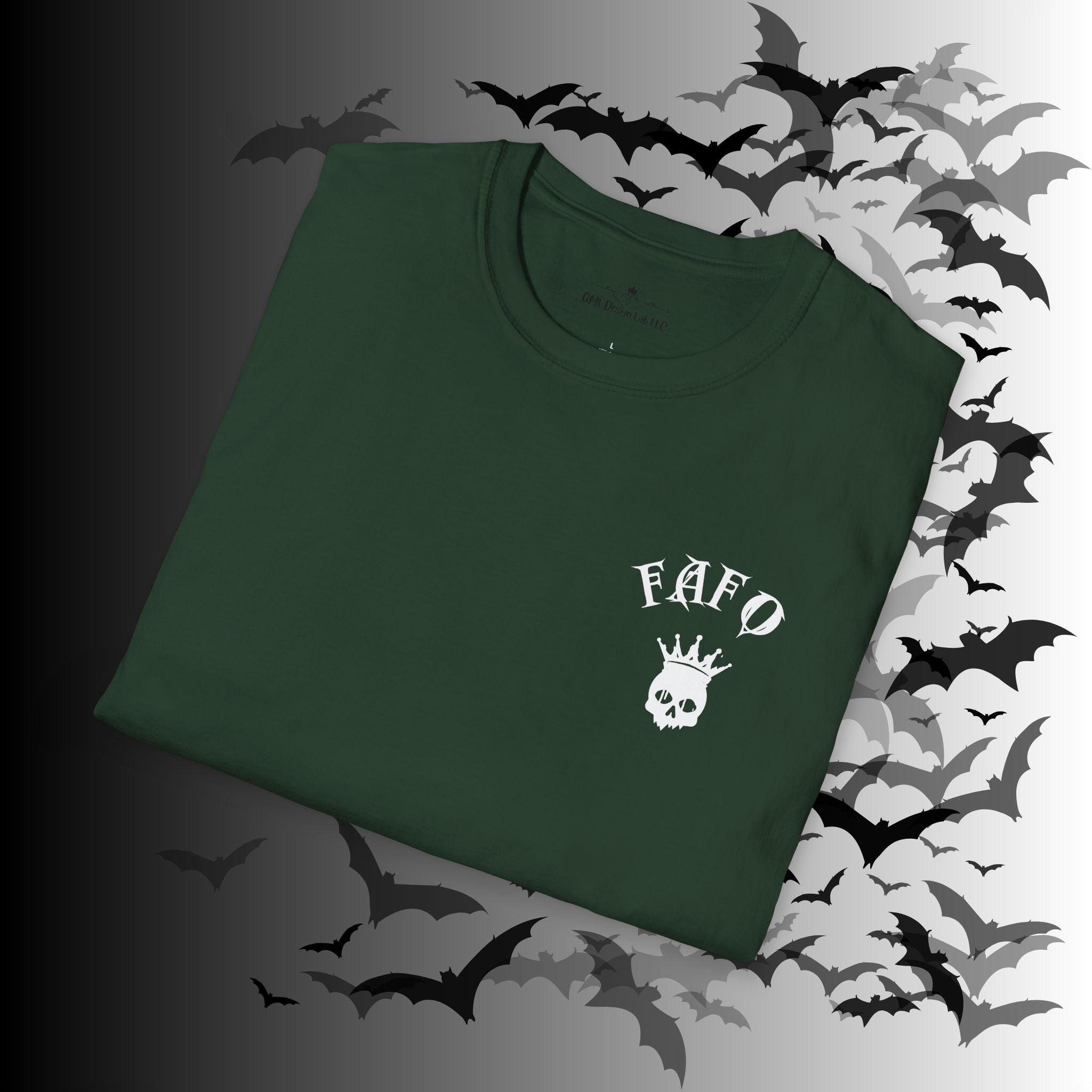"FAFO" I Identify As A Threat T-Shirt — White Print Front & Back Gothic Tee