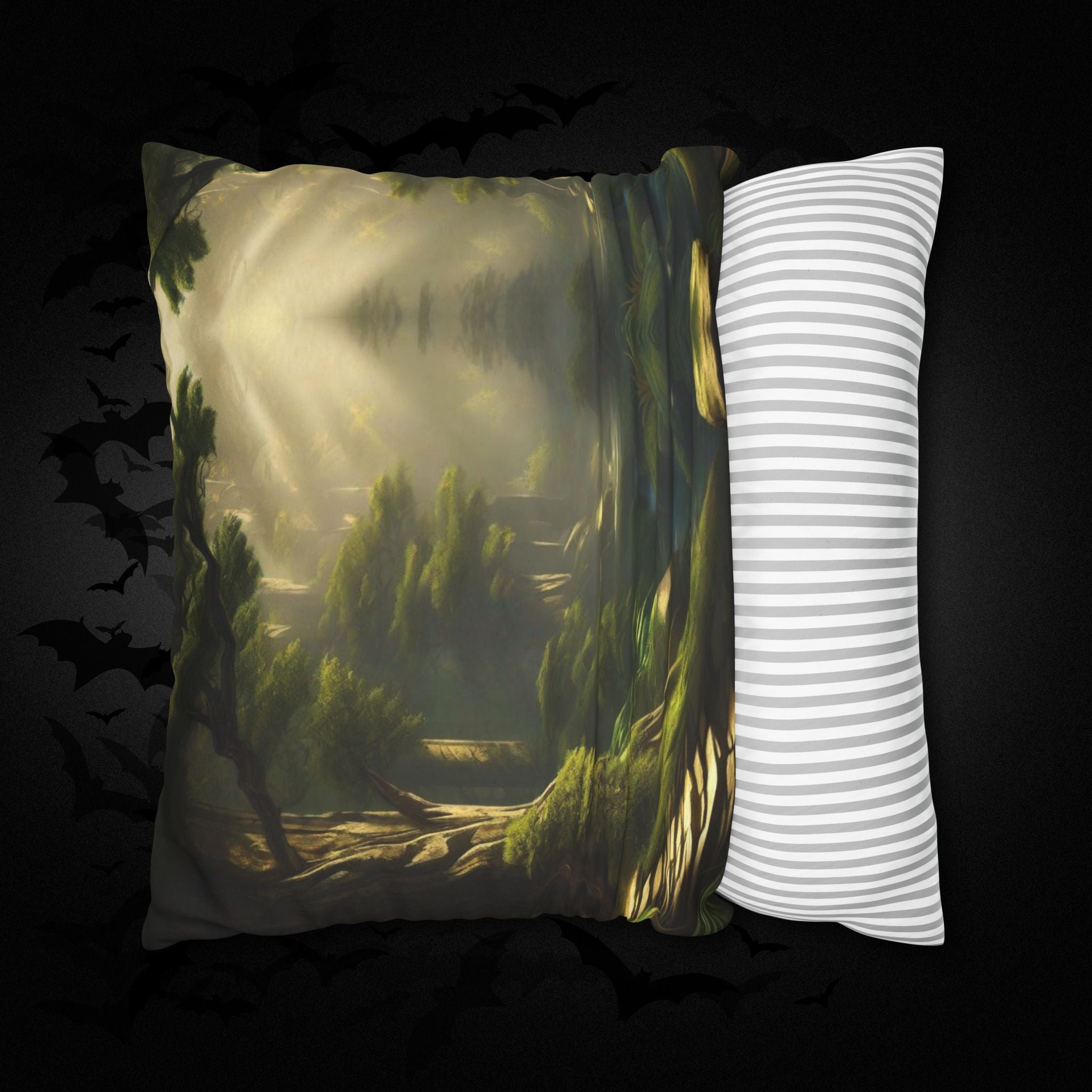 Mystical Forest Throw Pillow — Dark Cottagecore Woodland Home Decor