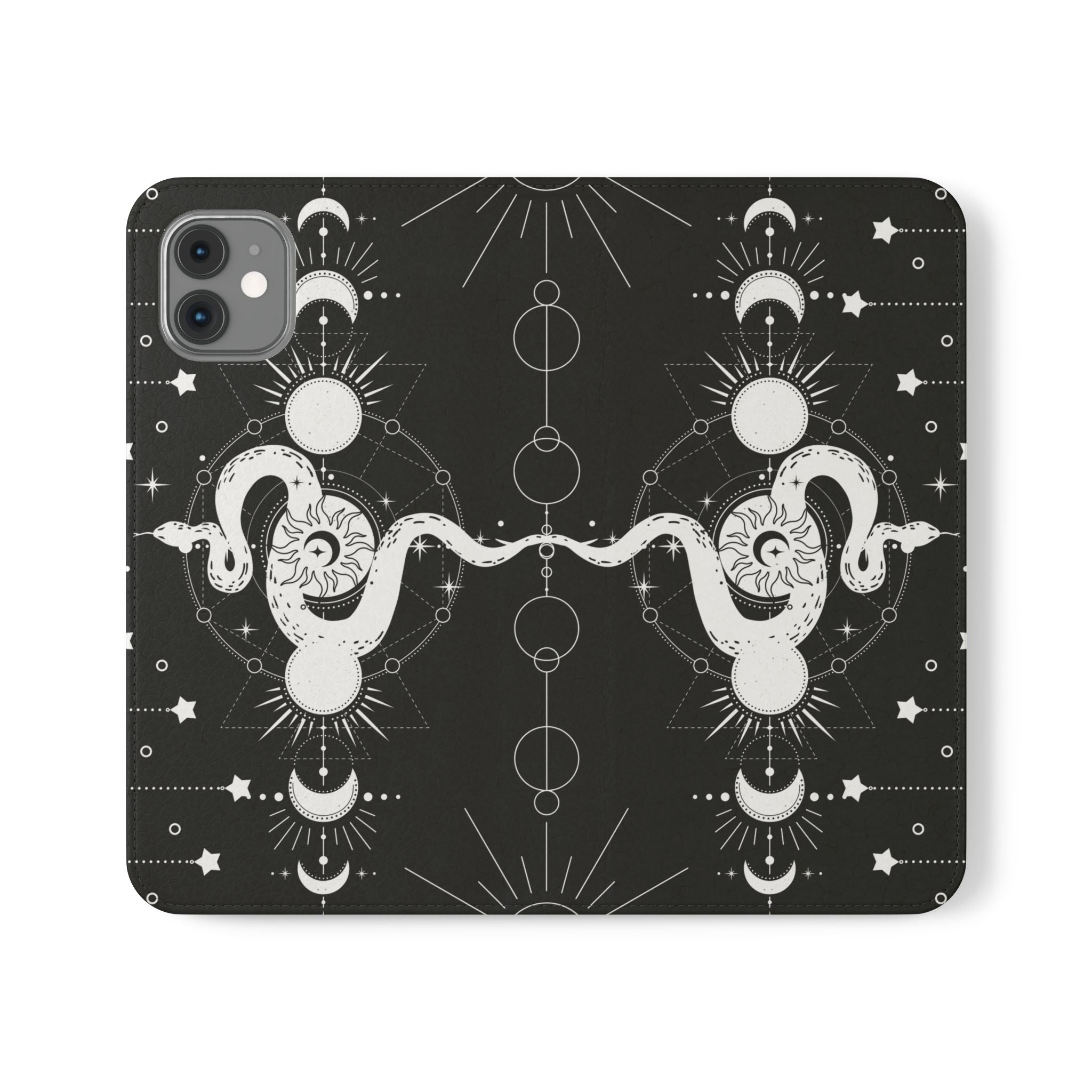 Gothic Style Celestial Snake Moon Phases Wallet Flip PhoneCase - Celestial Style Phone Case for iPhone and Samsung - Moon Phases Wallet Case