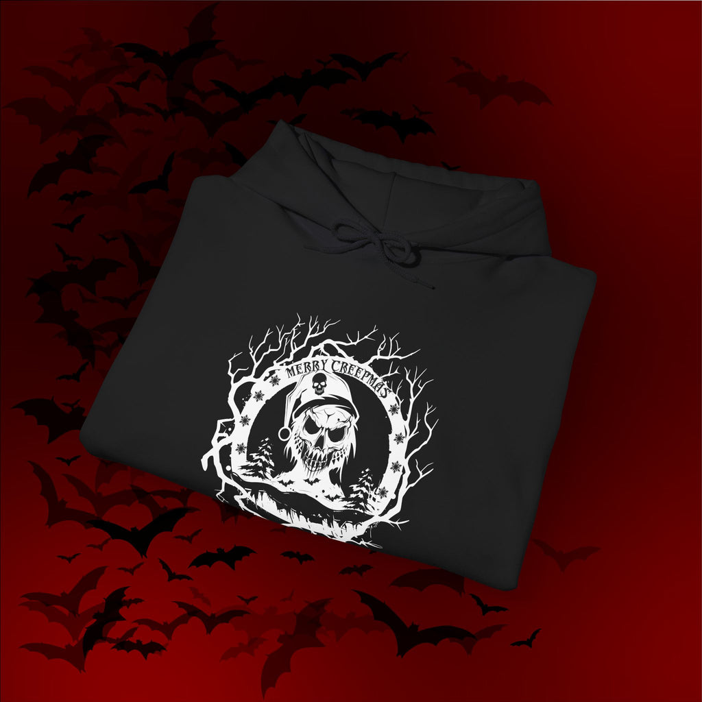 Merry Creepmas Hoodie — Gothic Christmas Skull Santa Pullover