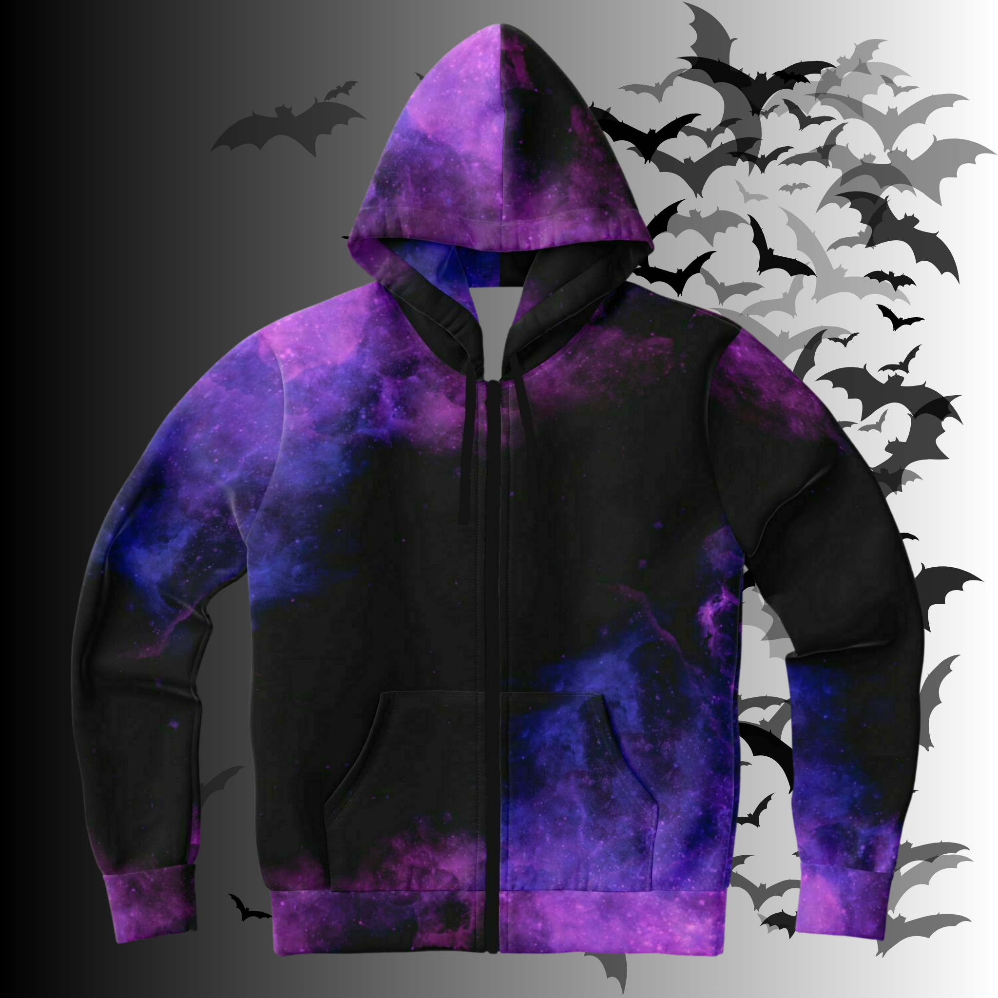 Purple Galaxy Nebula All Over Print Zip Hoodie