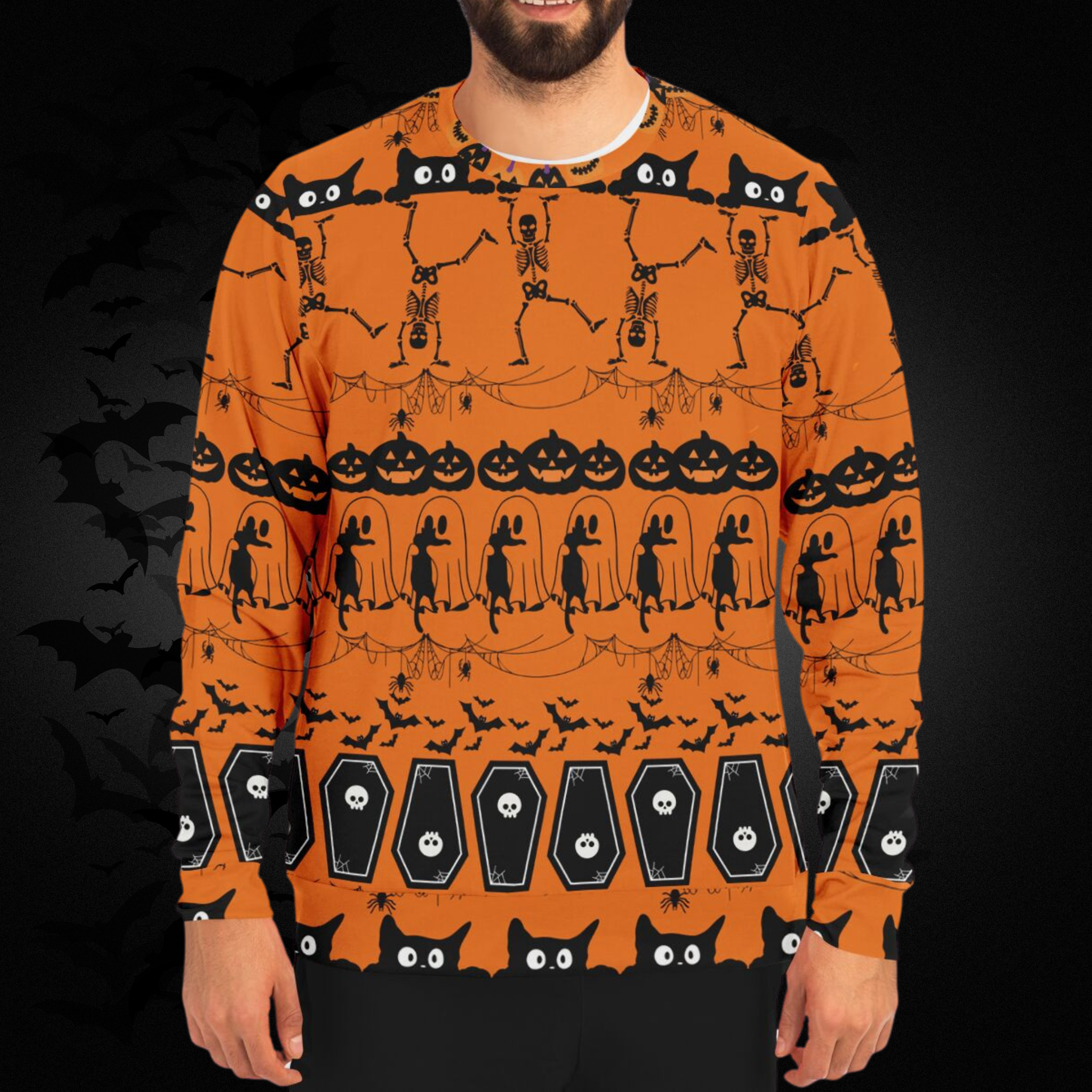 Ugly Halloween All Over Print Sweater – Orange