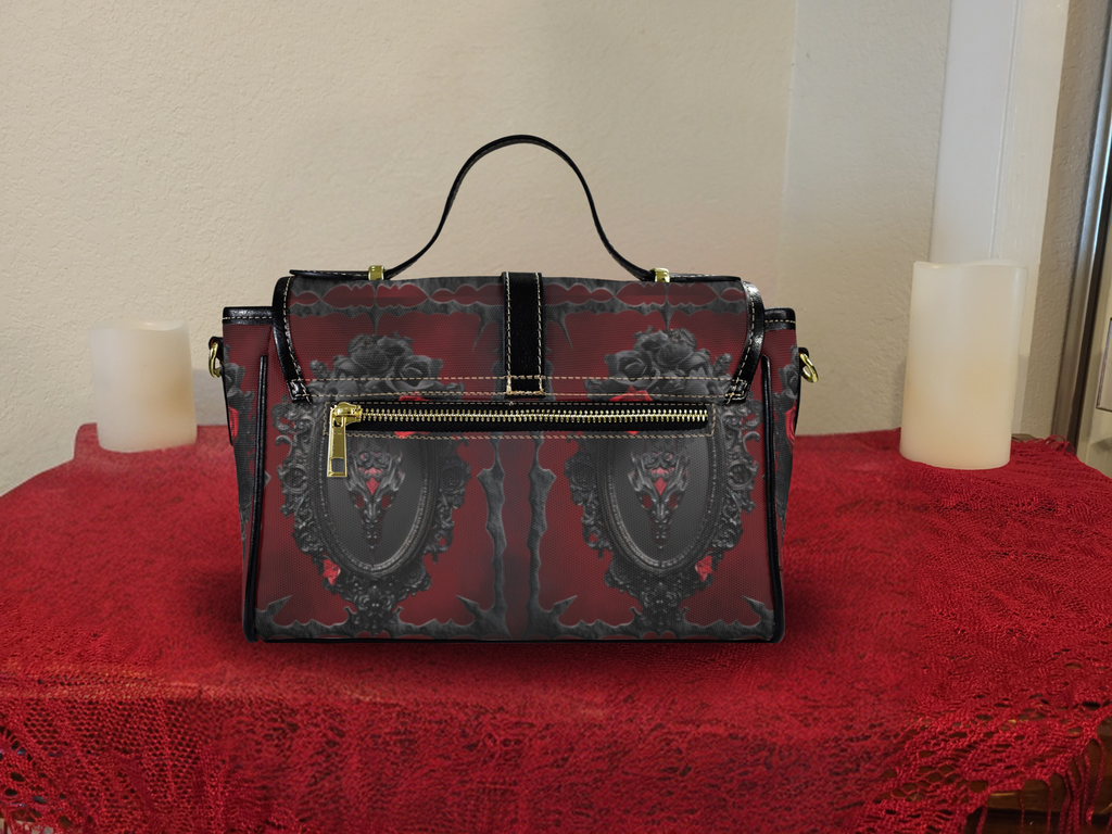 Gothic Dragon Mirror Crossbody Bag | Waterproof Canvas Satchel Purse for Women