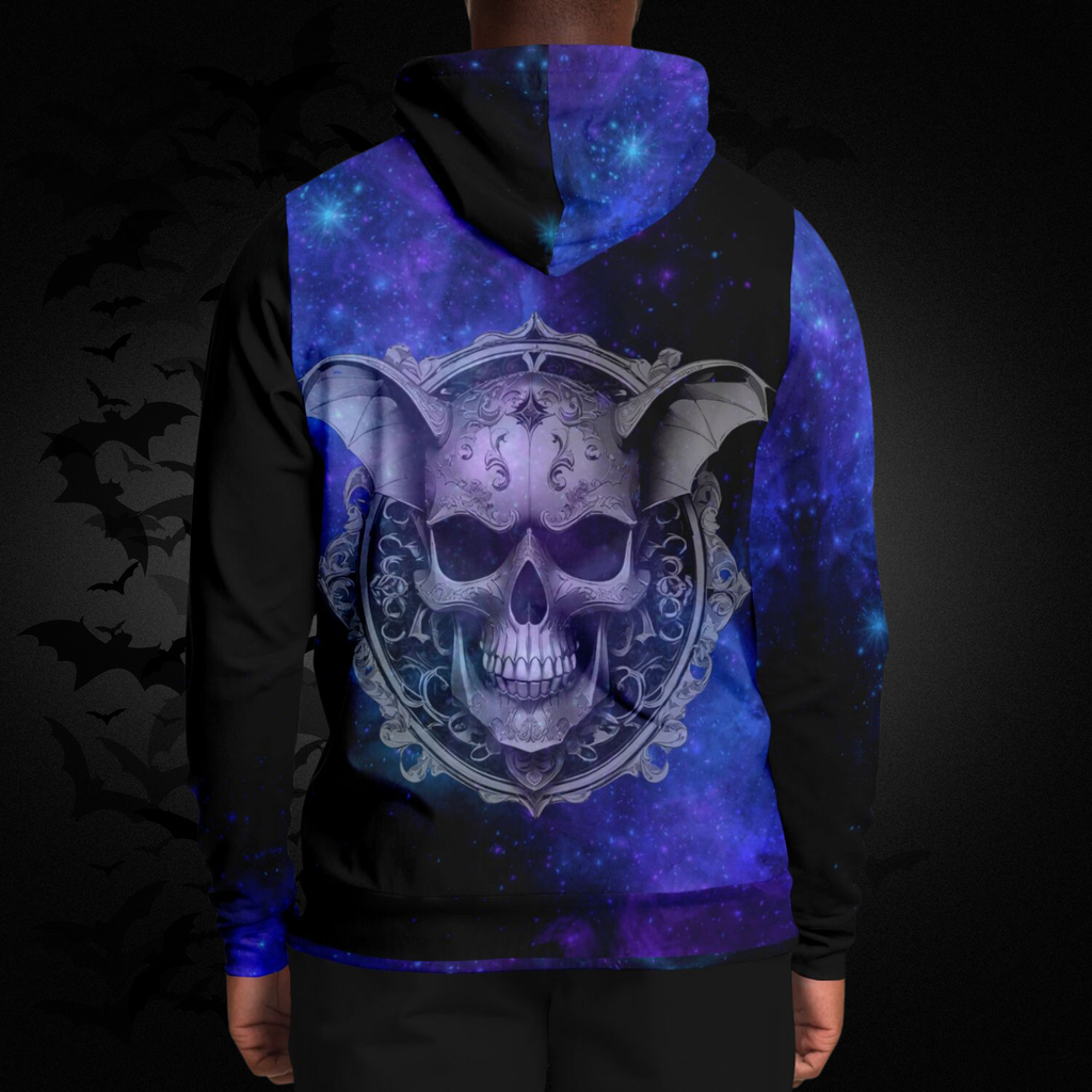 Galaxy Bat Skull All Over Print Hoodie