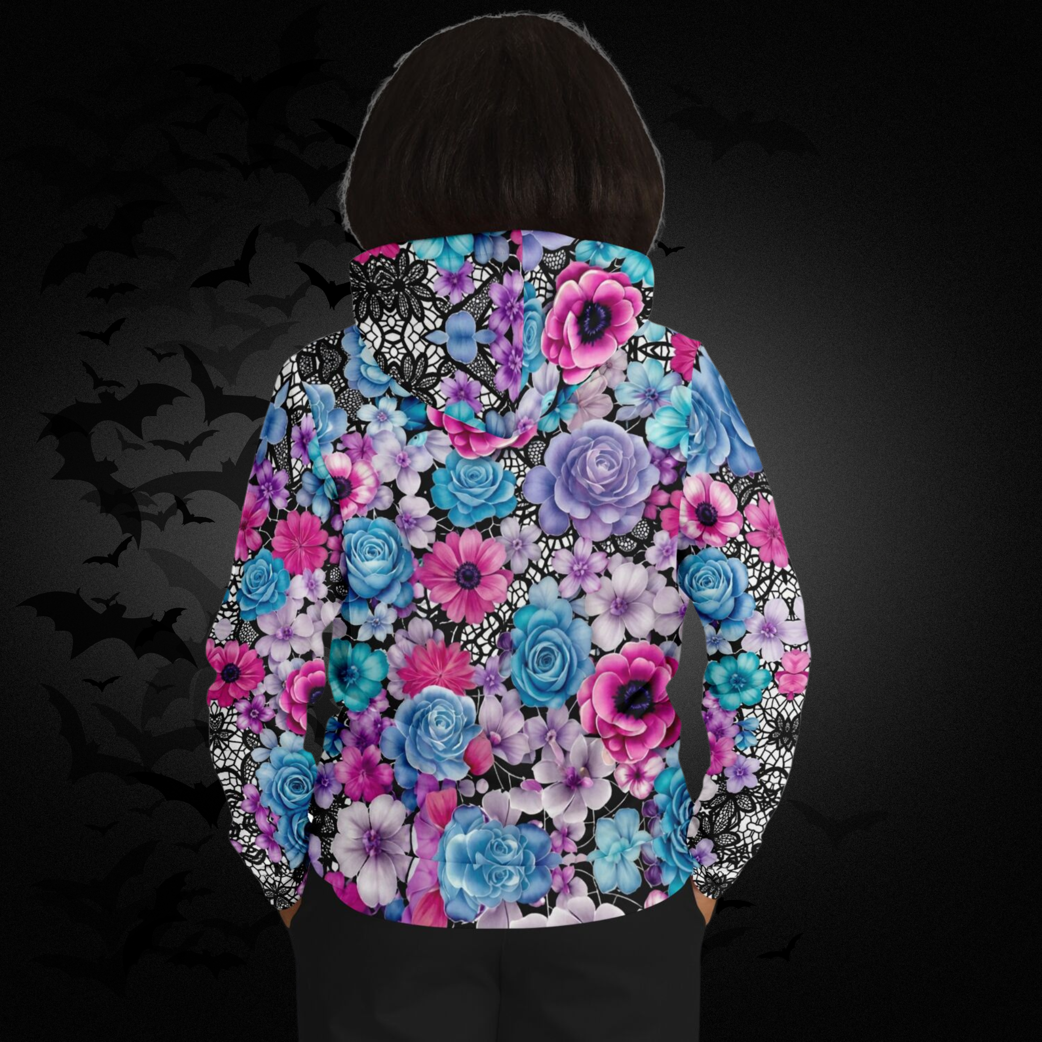 Pastel Goth Floral Skull Hoodie — Gothic Skull Unisex All Over Print