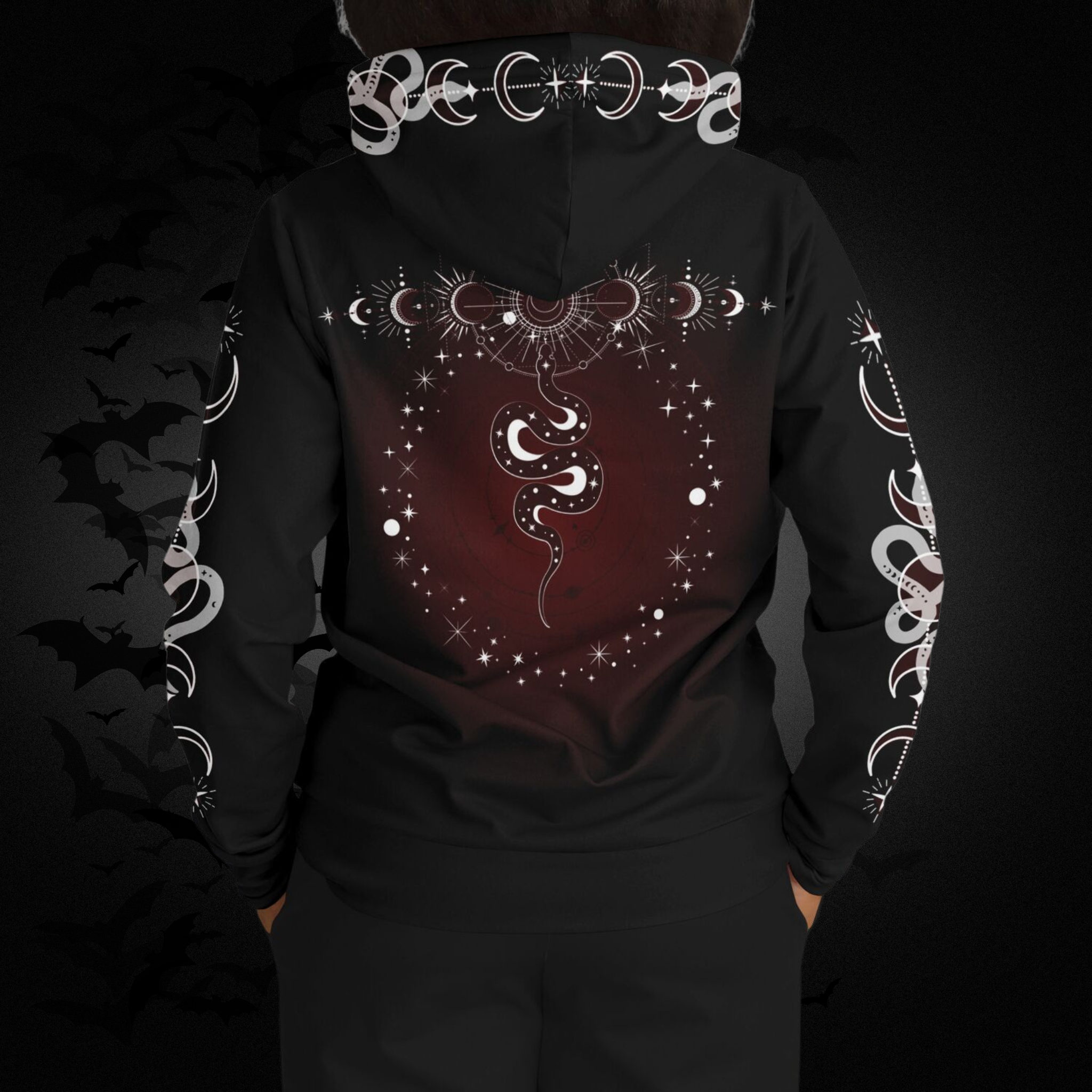 Celestial Serpent All Over Print Hoodie – Crimson