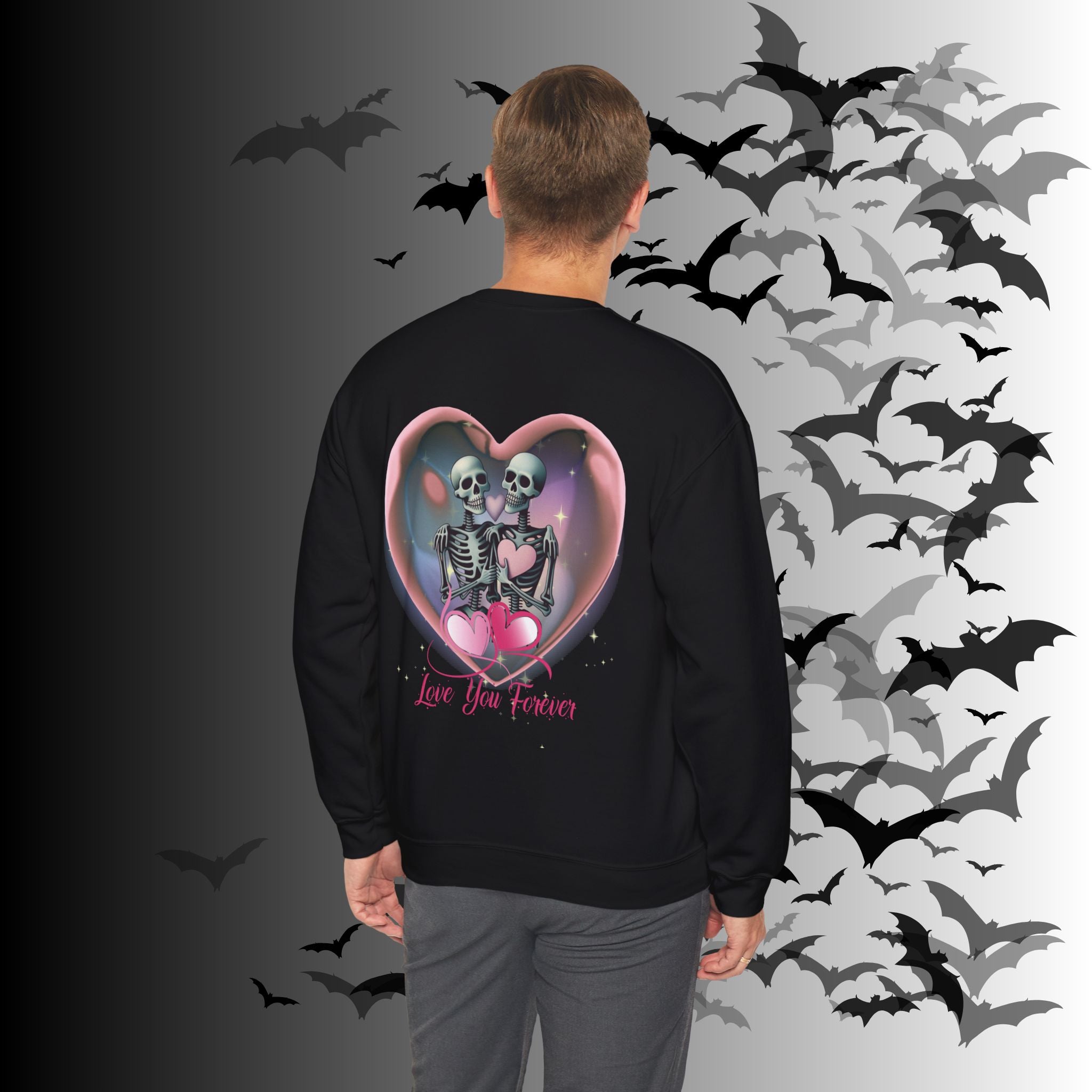 Love You Forever Skeleton Crewneck Sweatshirt — Gothic Valentine's Couples