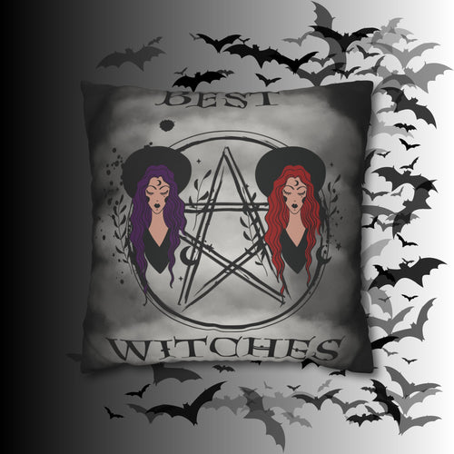 Best Witches Gothic BFF Throw Pillow — Witch Dark Cottagecore Home Decor