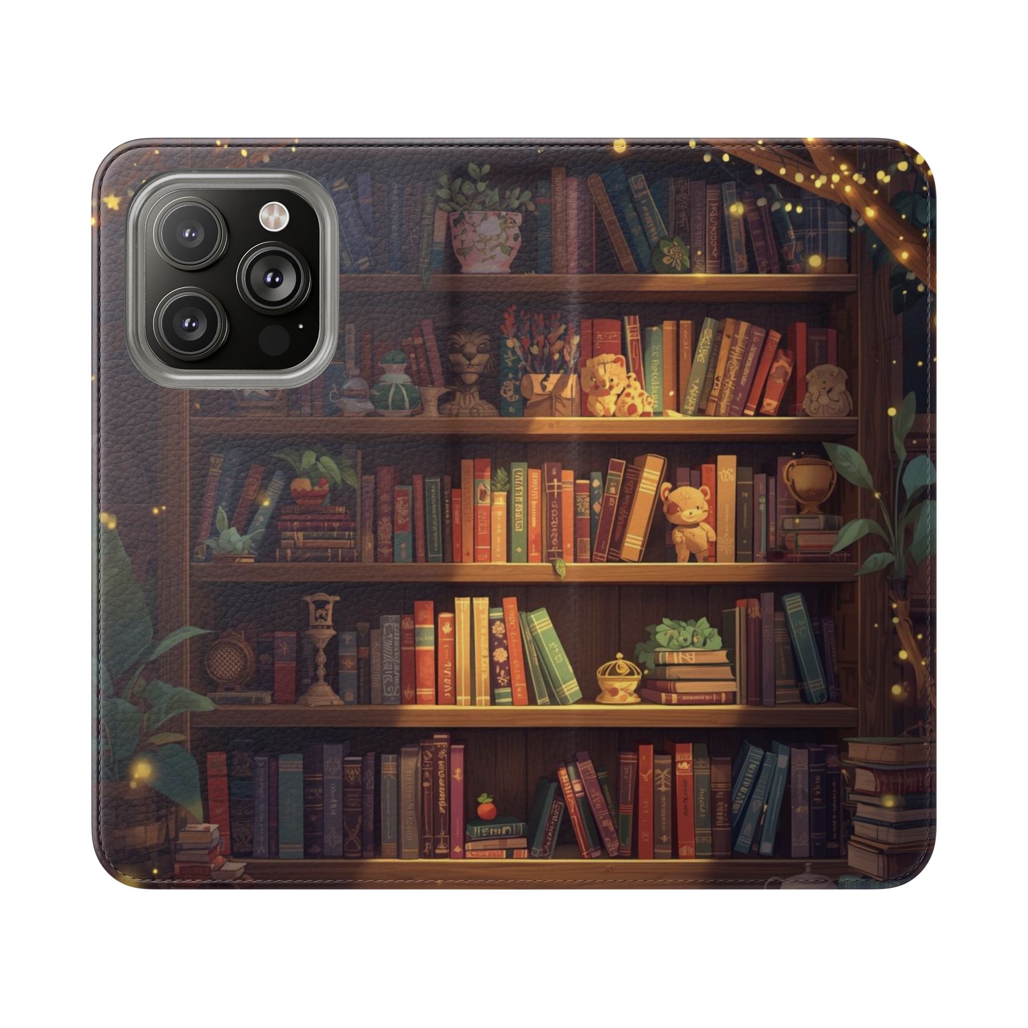 Whimsigoth Bookcase Wallet Flip Case - Romantasy Reader Phone Wallet - Book Pattern Flip Case - Bookish Phone Case