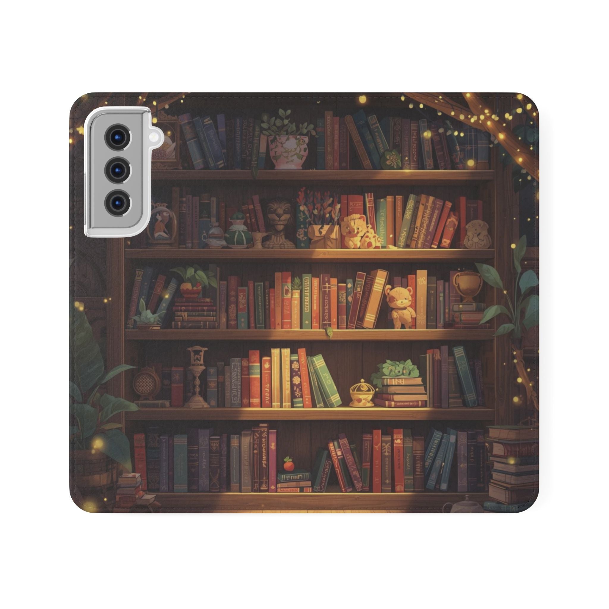 Whimsigoth Bookcase Wallet Flip Case - Romantasy Reader Phone Wallet - Book Pattern Flip Case - Bookish Phone Case