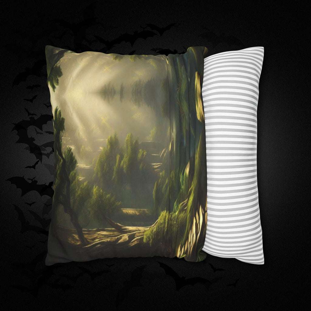 Mystical Forest Throw Pillow — Dark Cottagecore Woodland Home Decor