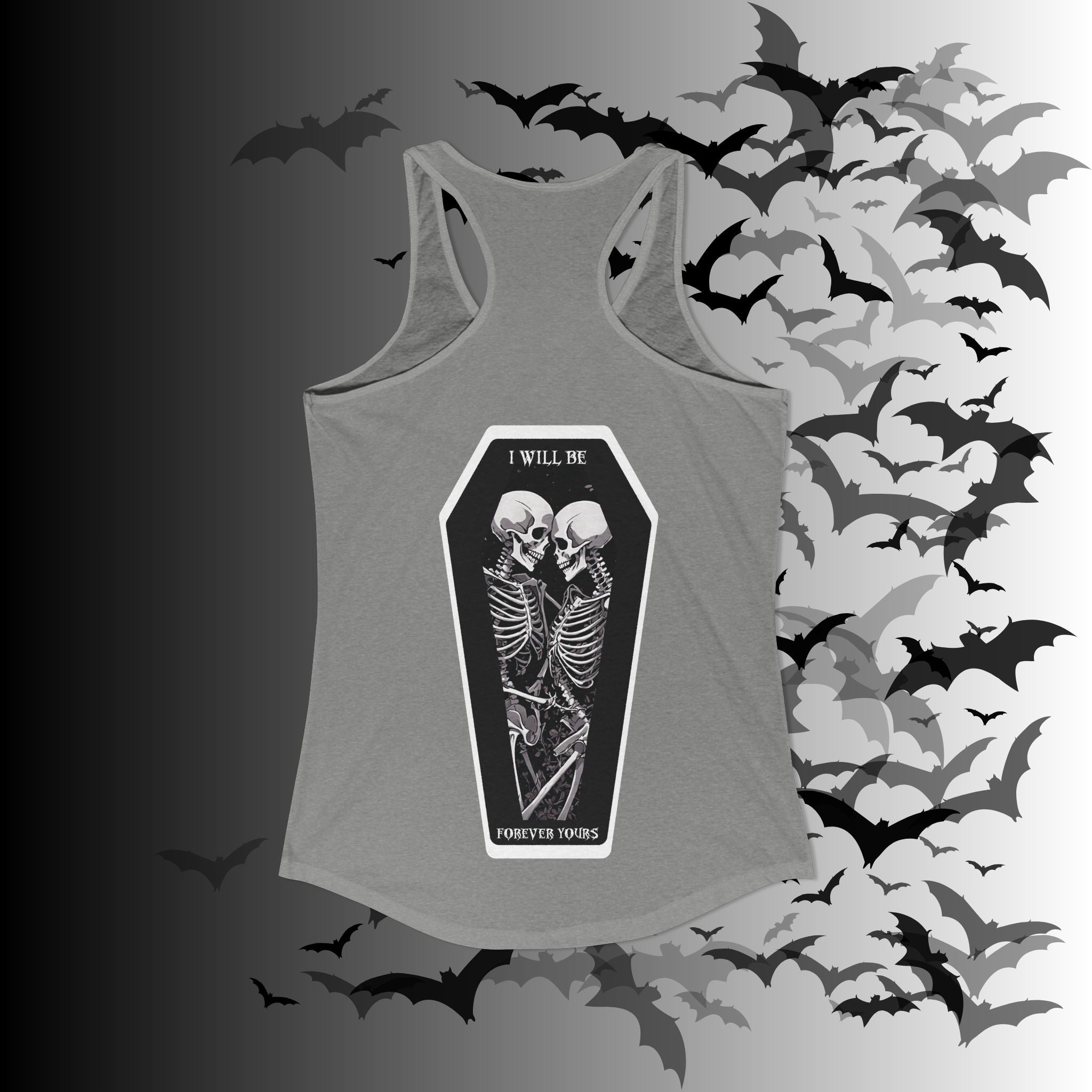Gothic Skeleton Heart "Forever Yours" Racerback Tank Top — Dark Romance Front & Back