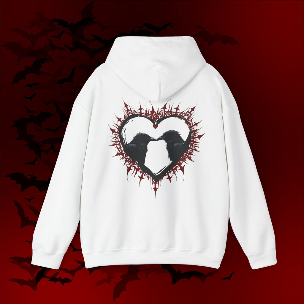 Gothic Raven Heart Hoodie — Dark Romance Valentine's Day Couples Pullover