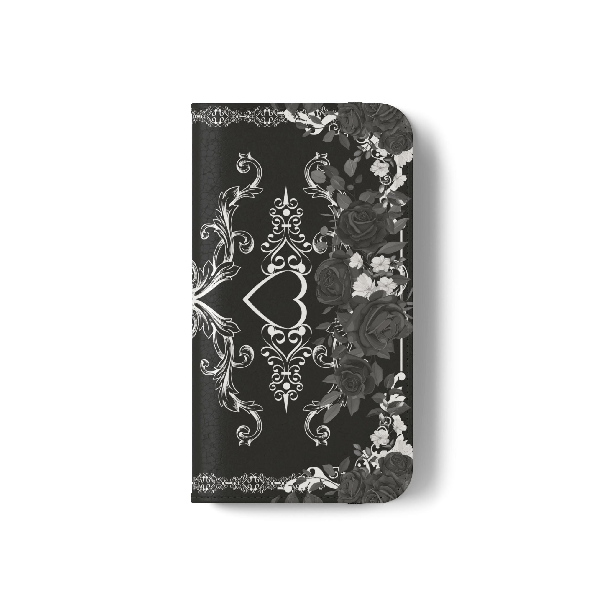 Romantic Goth Wallet Flip Case - Goth Botanical Phone Case