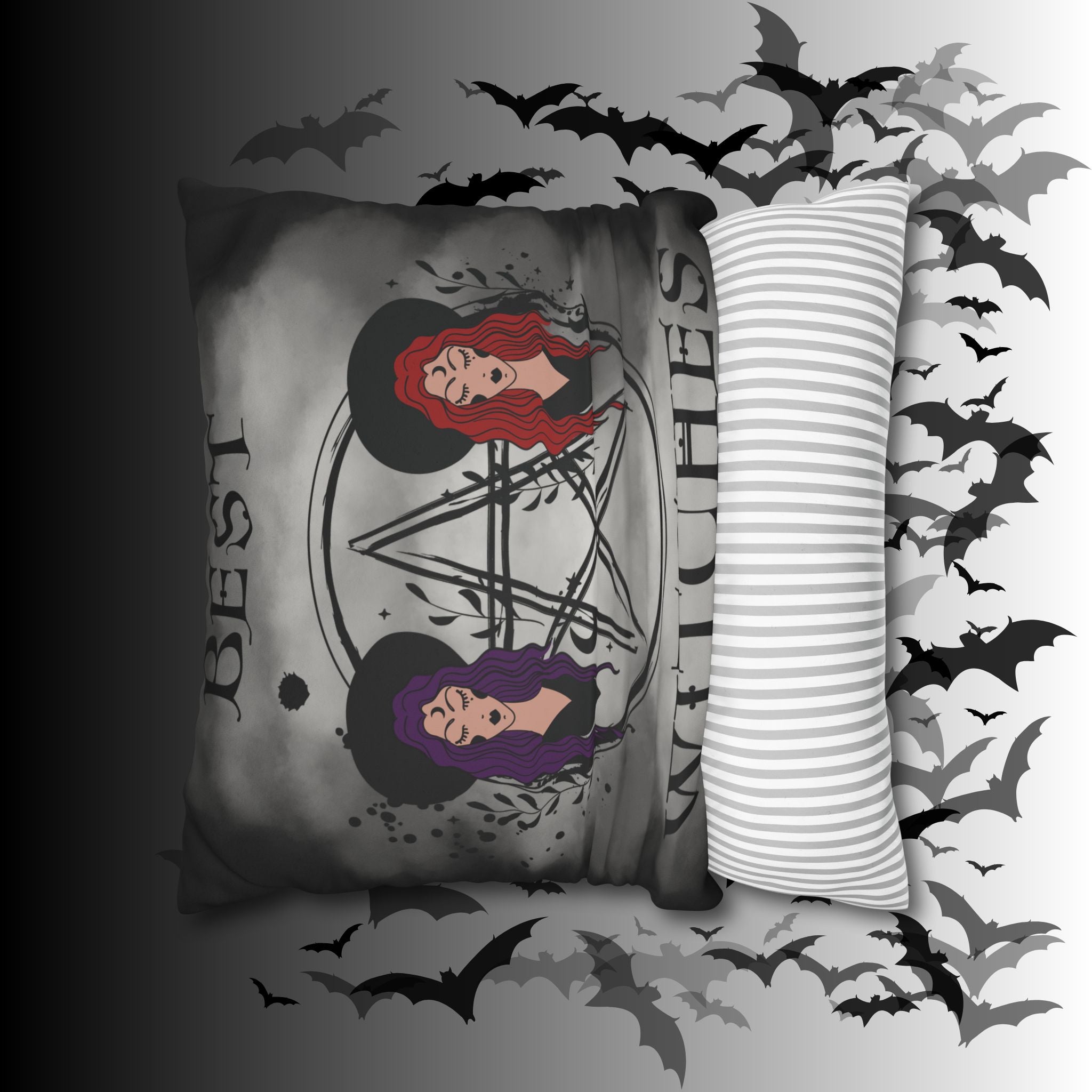 Best Witches Gothic BFF Throw Pillow — Witch Dark Cottagecore Home Decor