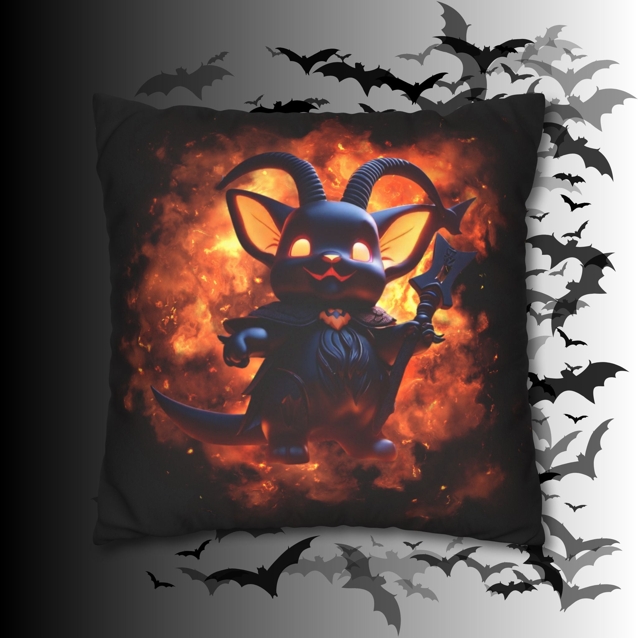 Cute Baphomet Throw Pillow — Gothic Occult Dark Home Decor