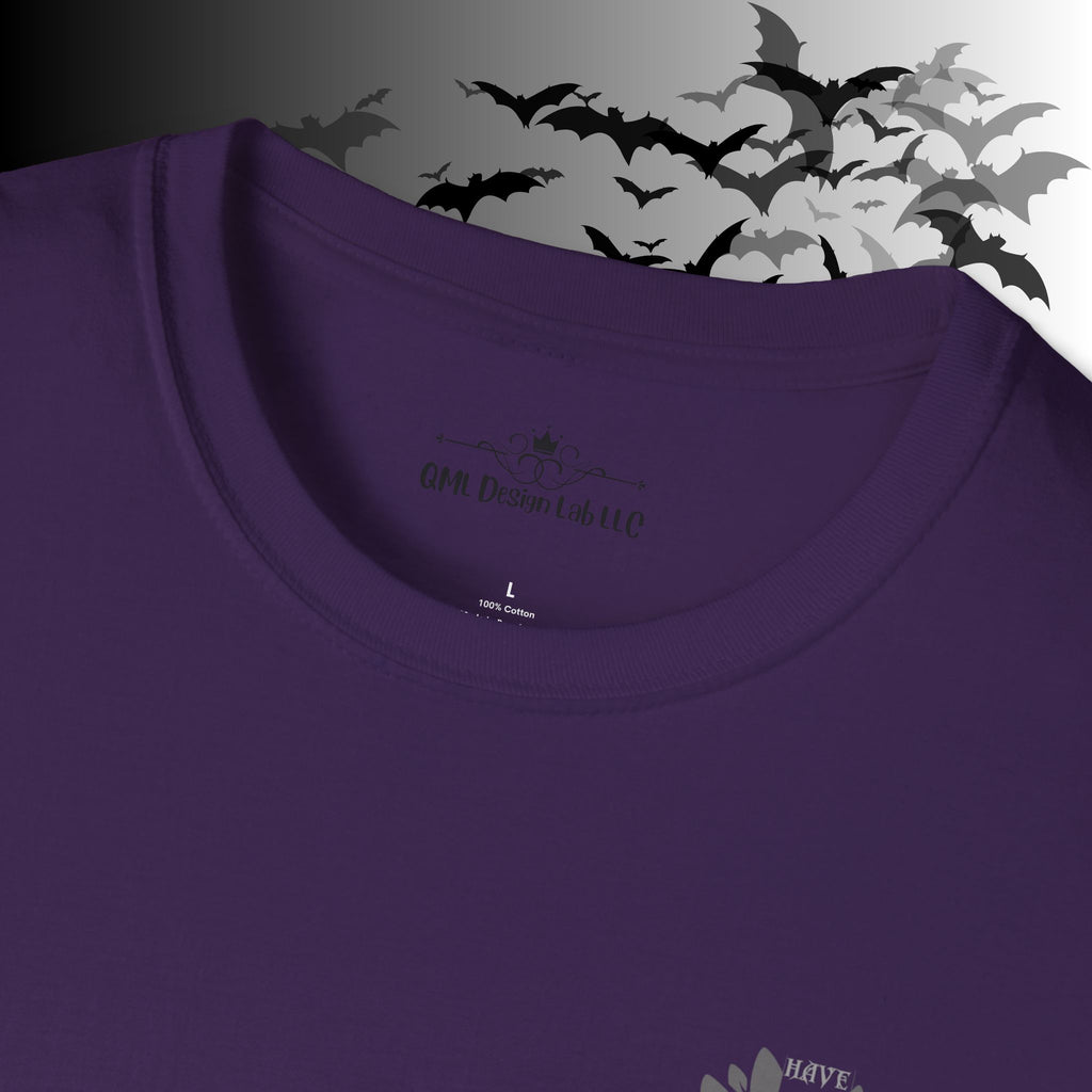 "Have The Day That You Deserve" Botanical Skull T-Shirt — Tonal Gothic Back Print