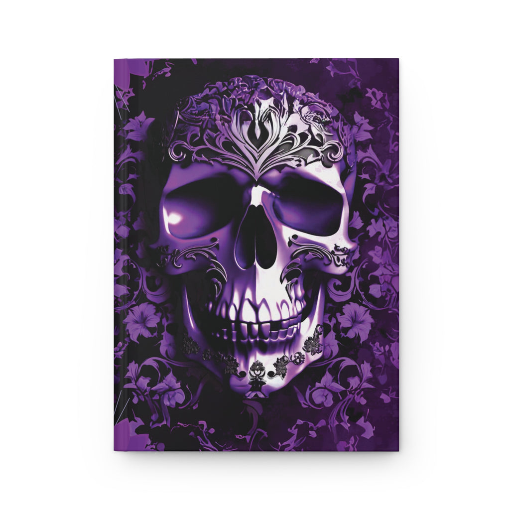 Gothic Purple Skull Journal — Dark Floral Baroque Hardcover Spell Book