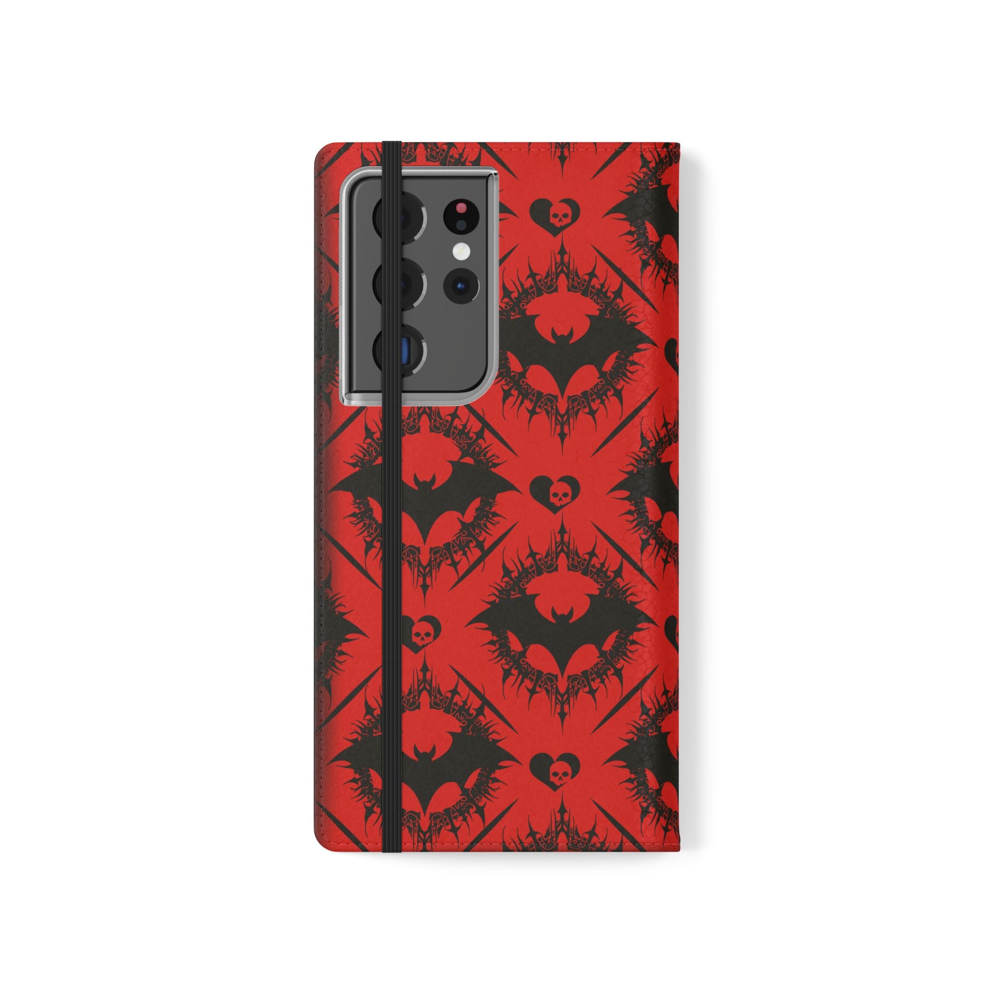 Gothic Bat Wallet Flip Case - Elegant Goth Phone Wallet - Bat Pattern Flip Case - Gothic Phone Case - Stylish Wallet Phone Case