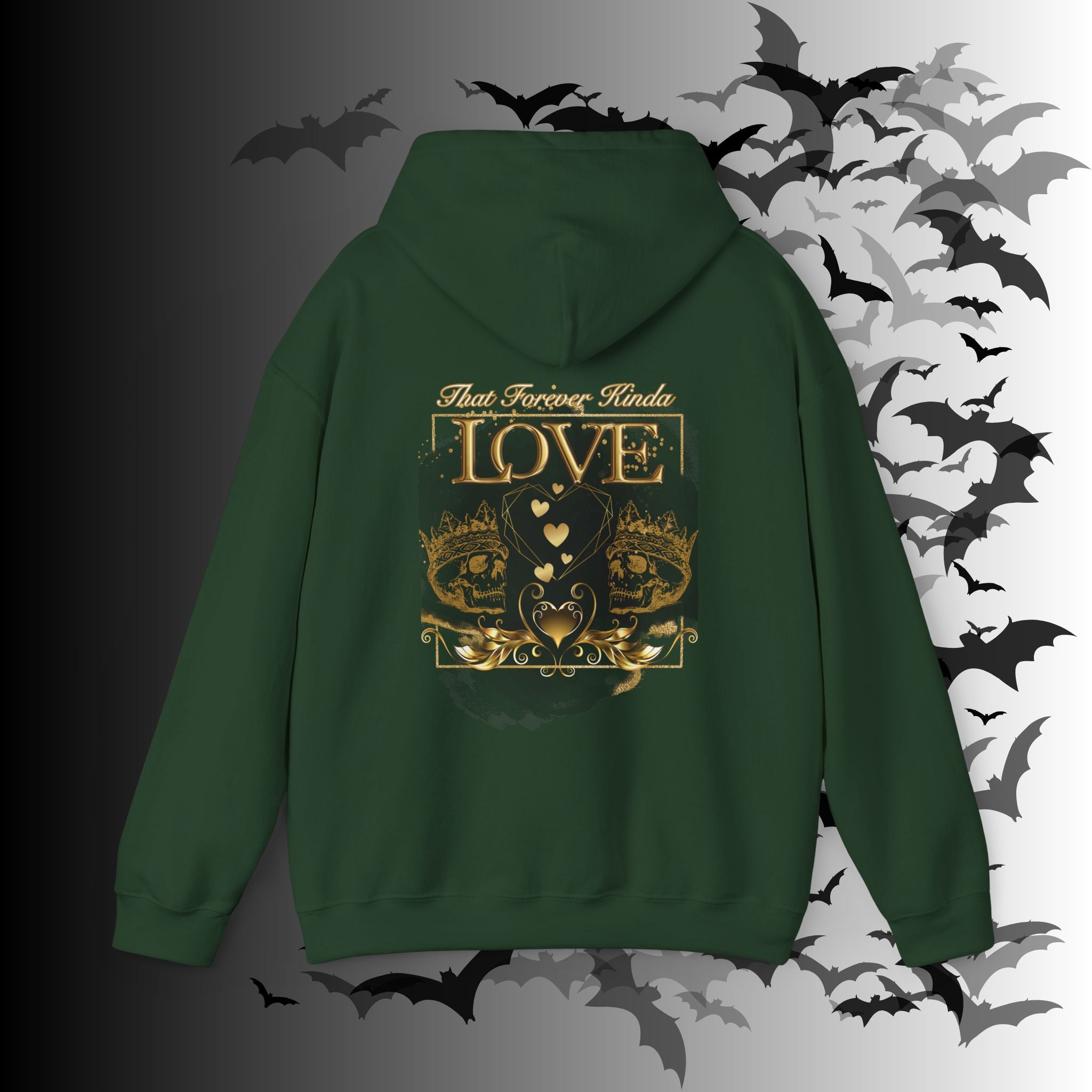 That Forever Kinda Love Hoodie — Gothic Gold Skull Couples Pullover