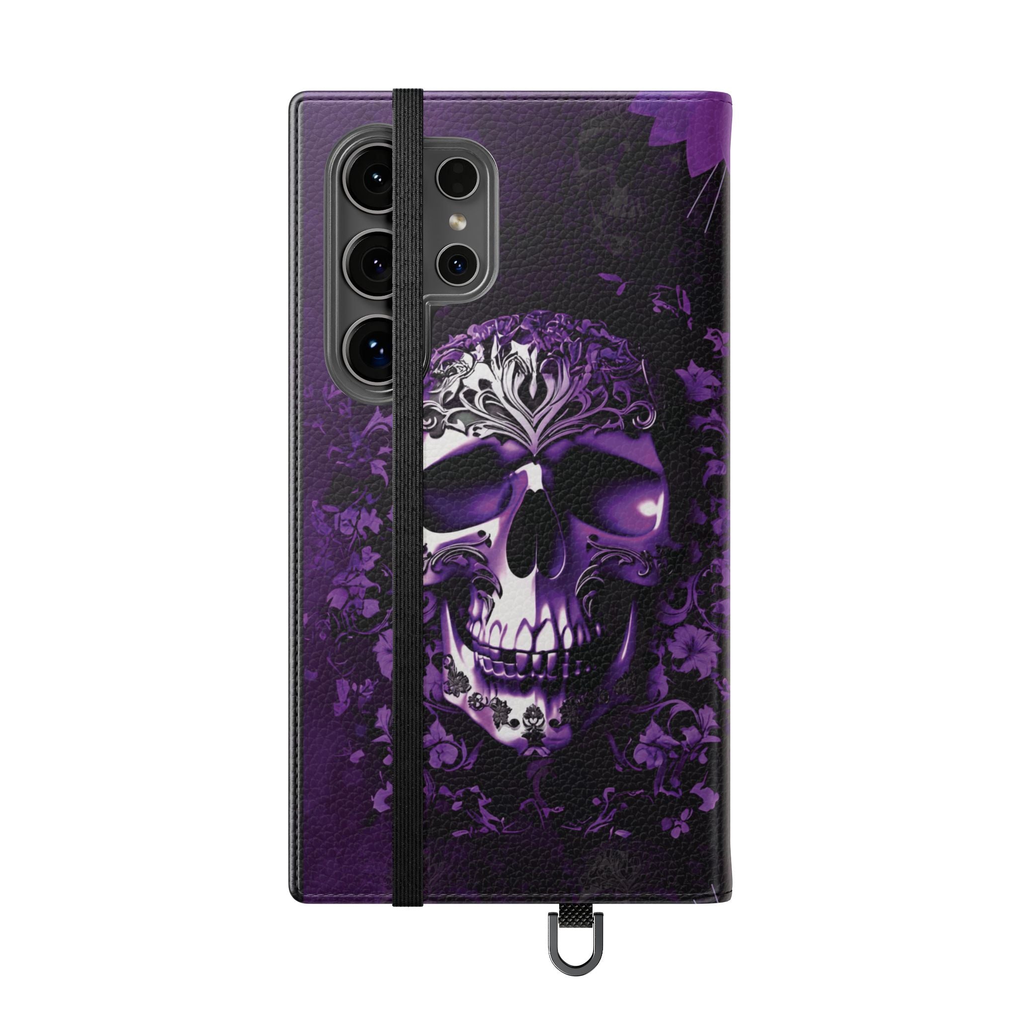Purple Pastel Goth Skull Flip Wallet Phone Case - Skull Wallet Case for Samsung iPhone - Gothic Style Skull Wallet Phone Cases