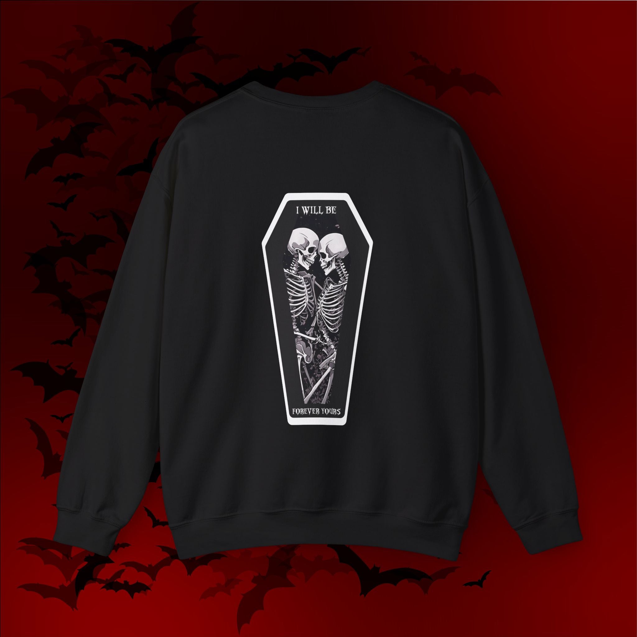 Gothic Valloween Skeleton Love Crewneck Sweatshirt — Dark Romance Couples Valentine's Day