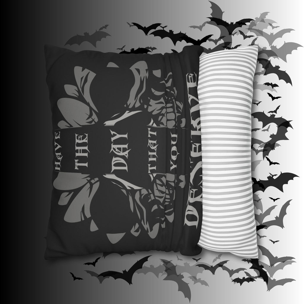 Gothic Floral Skull Throw Pillow — Dark Botanical Moody Home Decor