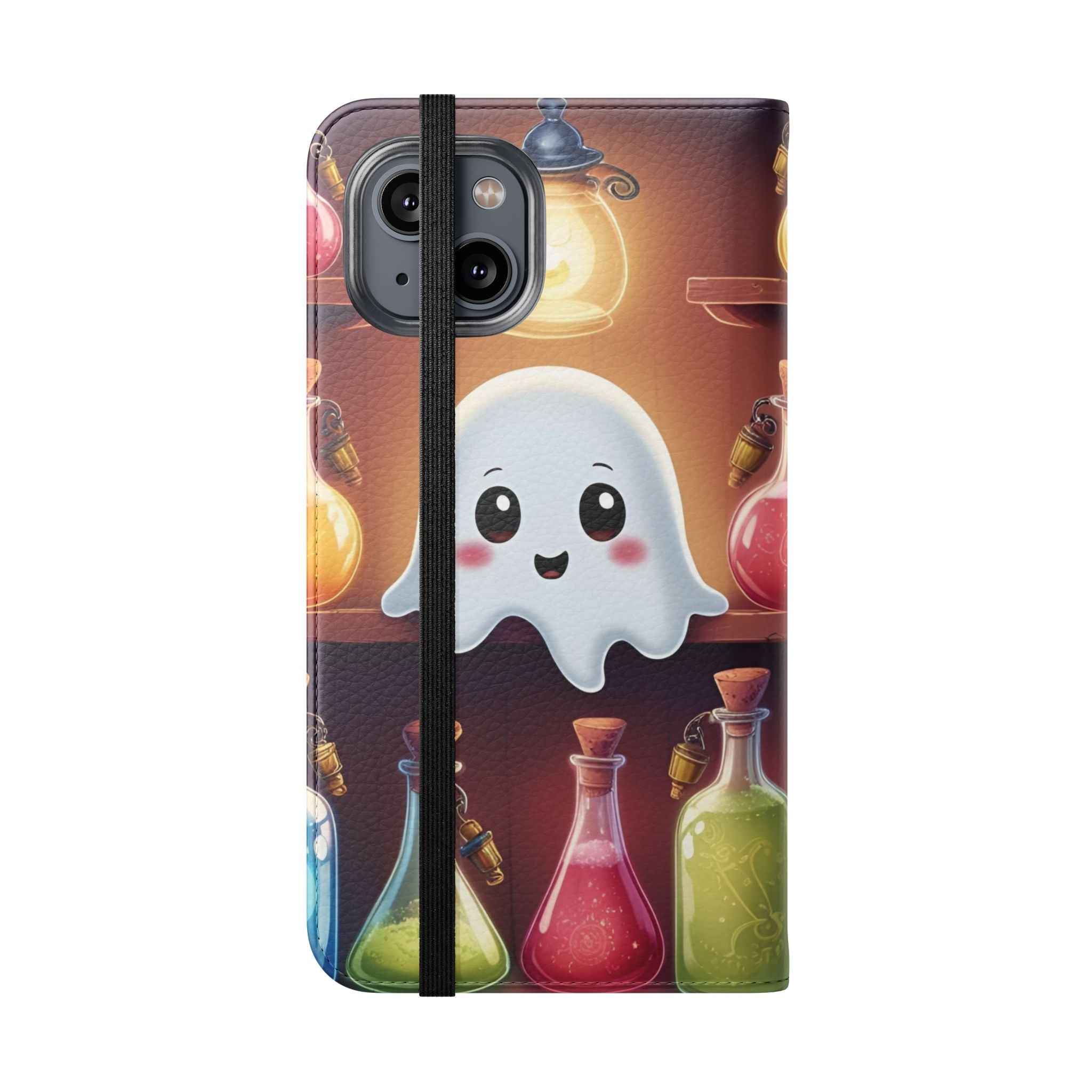 Apothecary Ghost Flip Wallet Case - Spooky Halloween Phone Case - Gothic Ghost Smartphone Case -  Ghost on a Shelf Wallet Case