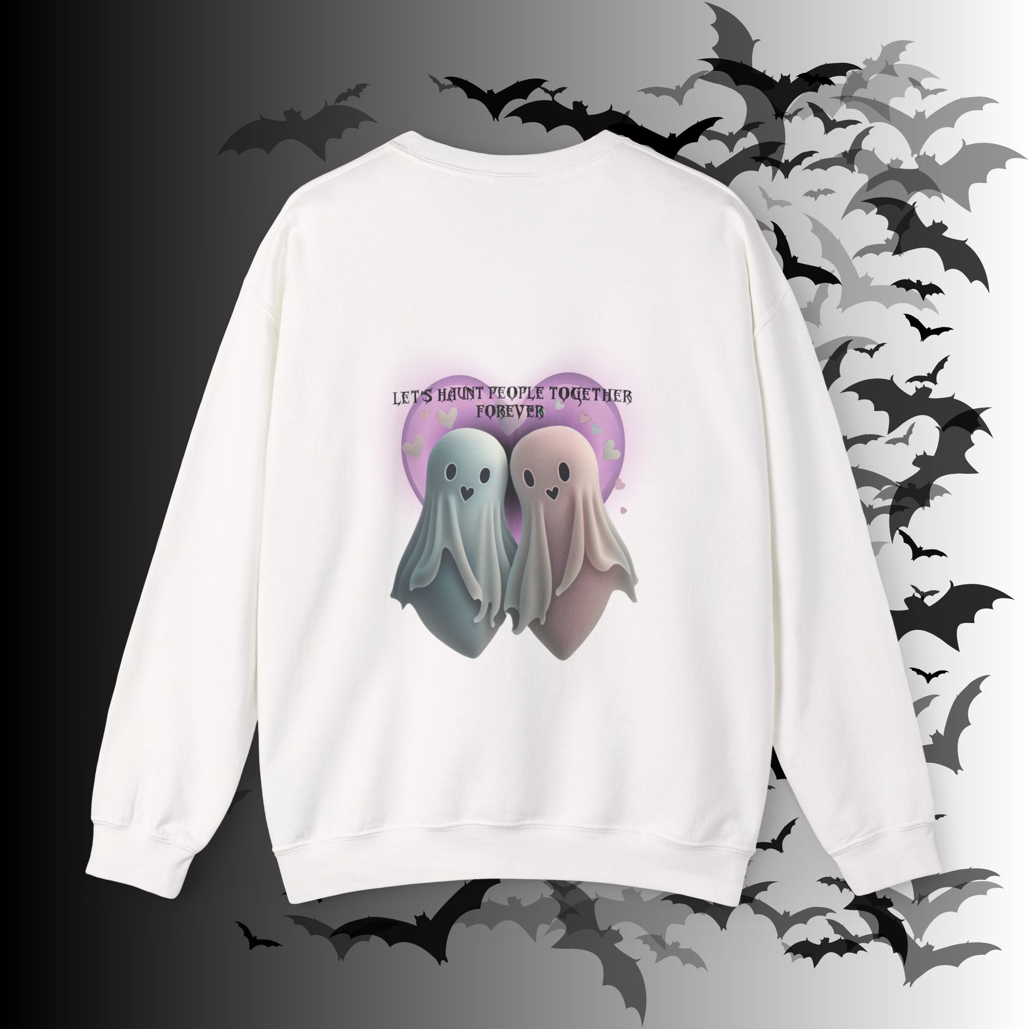 Let's Haunt People Together Forever Crewneck Sweatshirt — Gothic Valentine's Couples Ghost