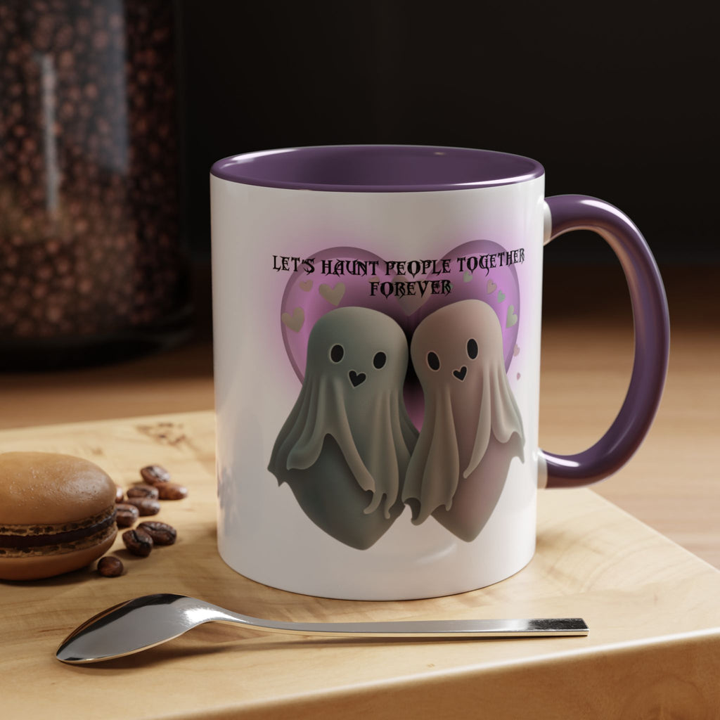 Let's Haunt People Together Forever Coffee Mug — Valloween Ghost Couple Accent Mug
