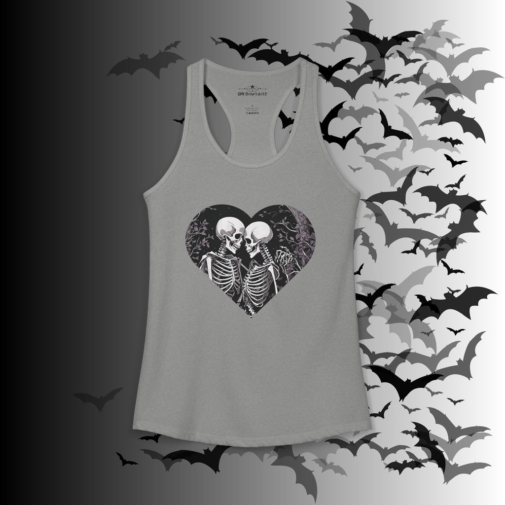 Gothic Skeleton Heart "Forever Yours" Racerback Tank Top — Dark Romance Front & Back