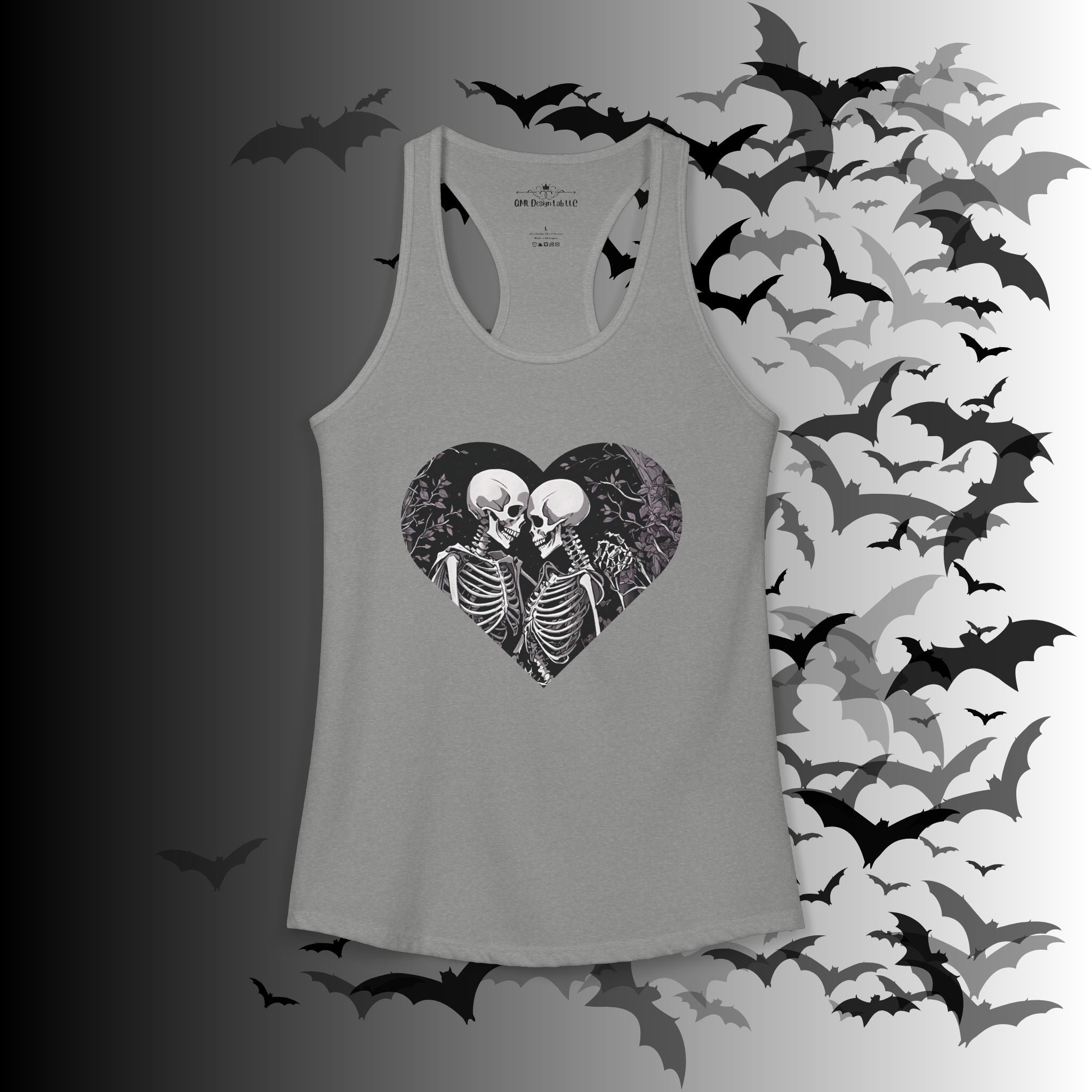 Gothic Skeleton Heart "Forever Yours" Racerback Tank Top — Dark Romance Front & Back