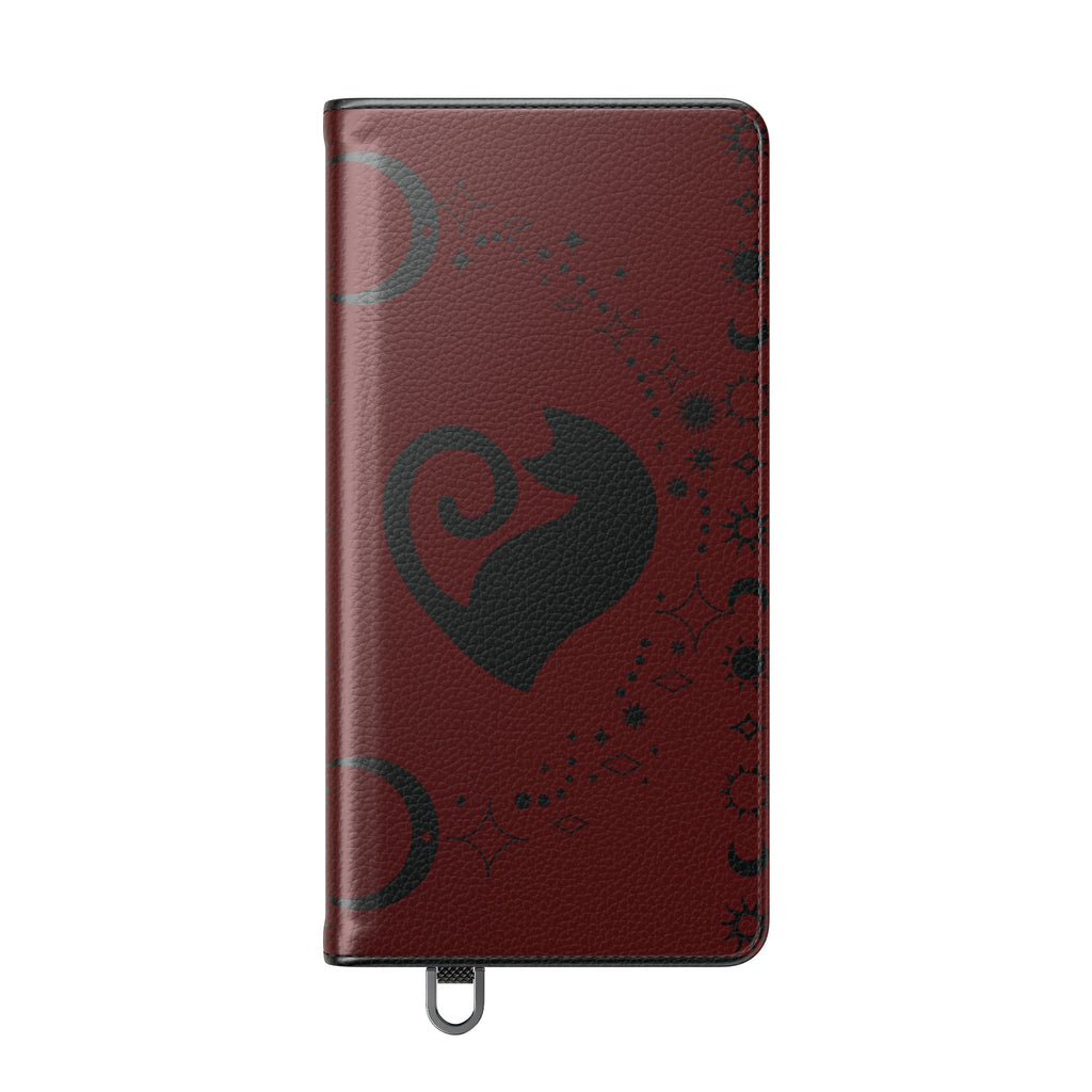 Dark Academia Celestial Black Cat Flip Wallet Case for iPhone and Samsung Galaxy Phones