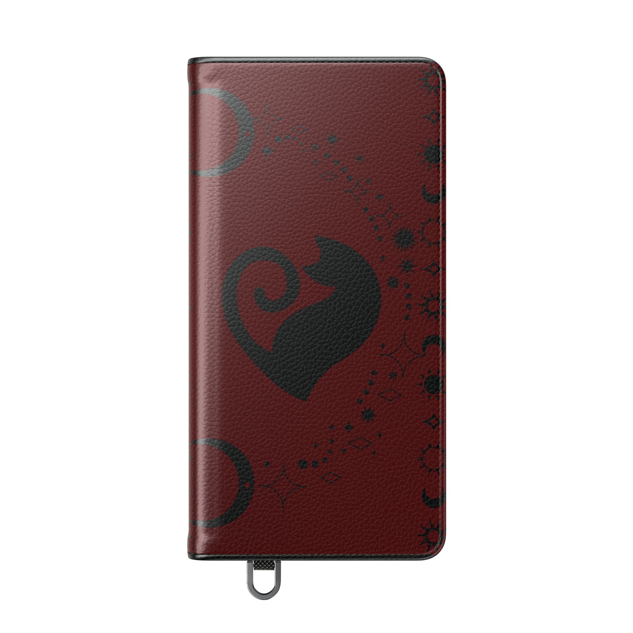 Dark Academia Celestial Black Cat Flip Wallet Case for iPhone and Samsung Galaxy Phones