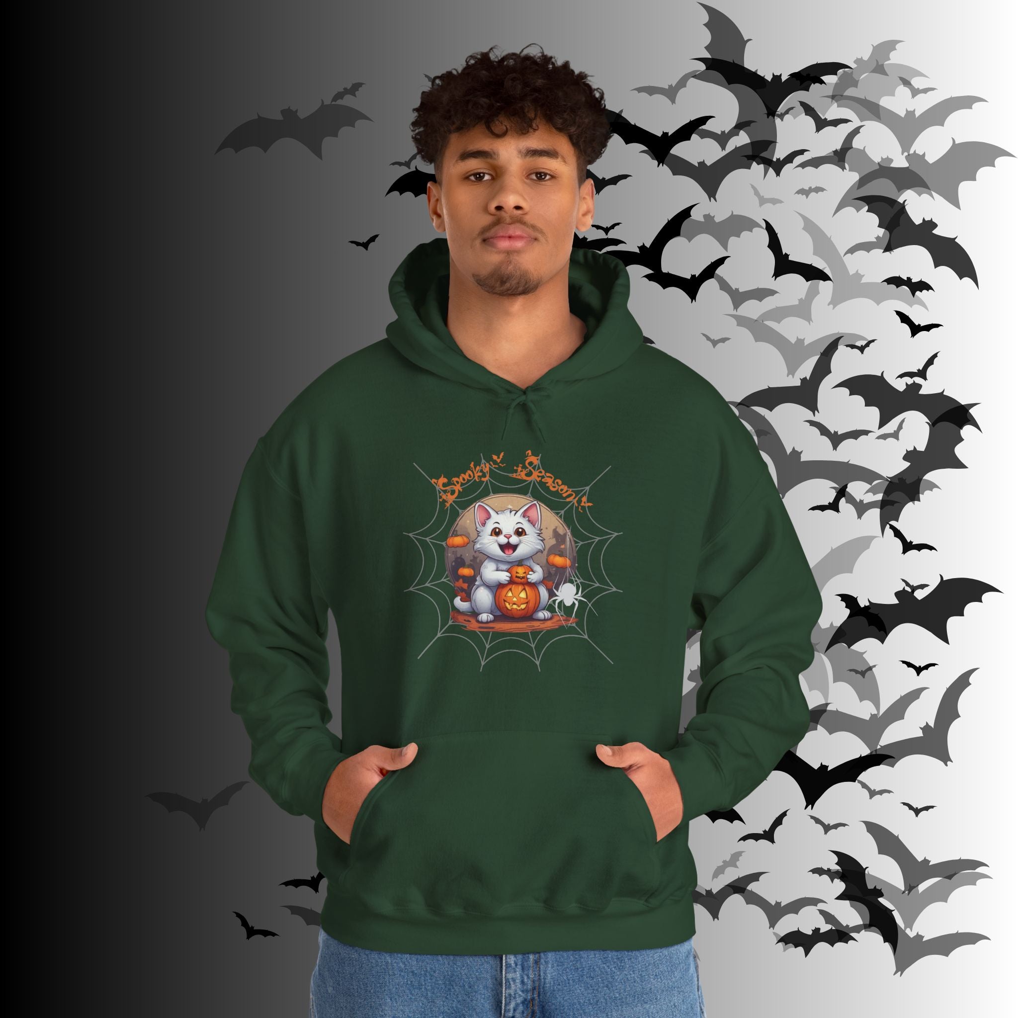 Spooky Season Cat Hoodie — Kawaii Halloween Pumpkin Pullover