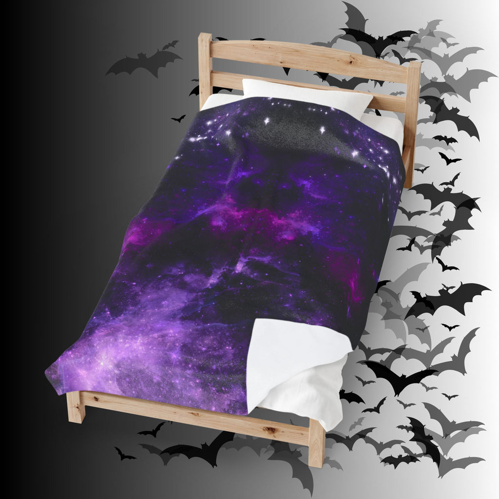 Pastel Goth Purple Galaxy Throw Blanket — Cosmic Nebula Home Decor