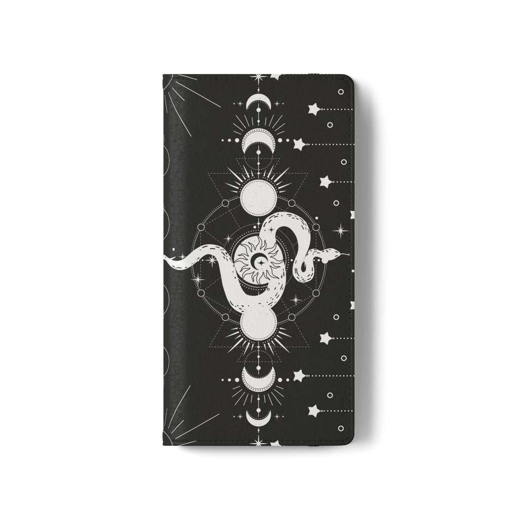 Gothic Style Celestial Snake Moon Phases Wallet Flip PhoneCase - Celestial Style Phone Case for iPhone and Samsung - Moon Phases Wallet Case